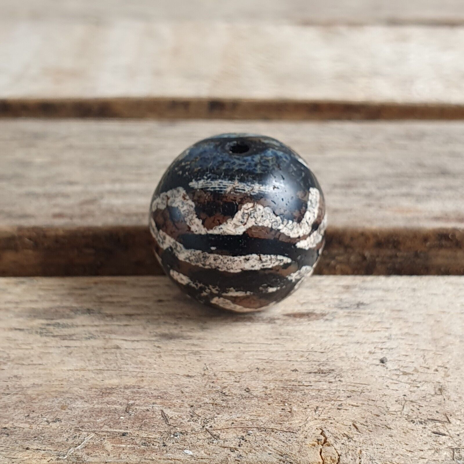 ETA-3 Antique Tibetan Etched Agate Bead Decorated Carnelian Beads