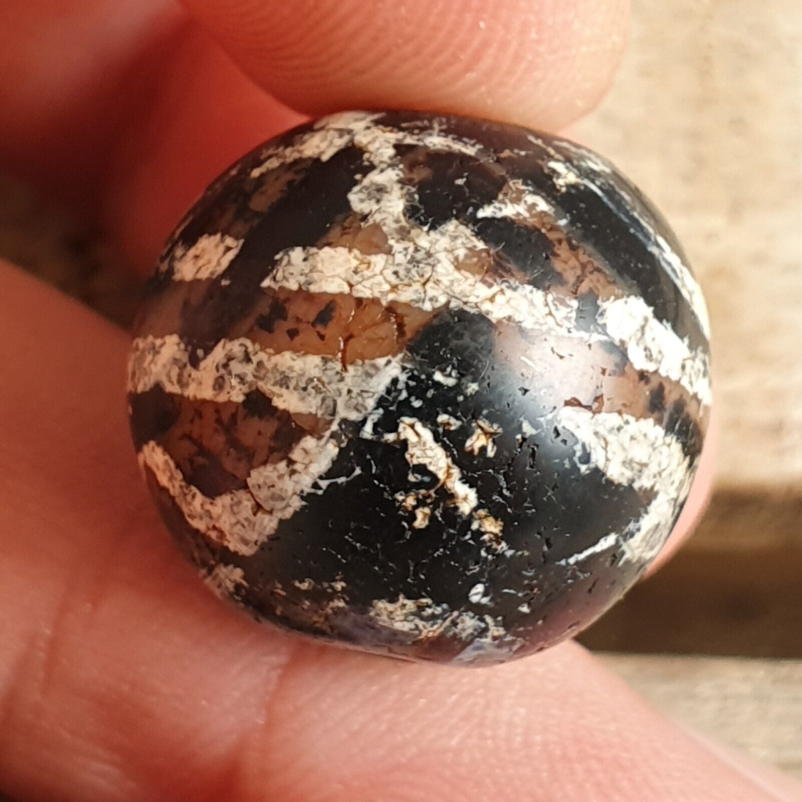 ETA-3 Antique Tibetan Etched Agate Bead Decorated Carnelian Beads