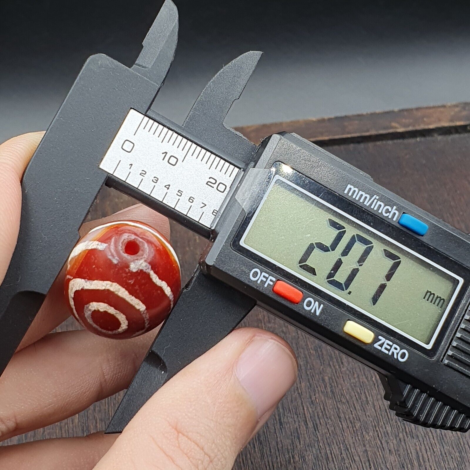 Antique Tibetan Nepalese RED Etched Agate Bead Decorated Carnelian Beads ETA-1