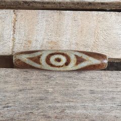 Rare Himalayan Tibetan Dzi Double Unique Eyes Spiritual Amulet Mala Bead