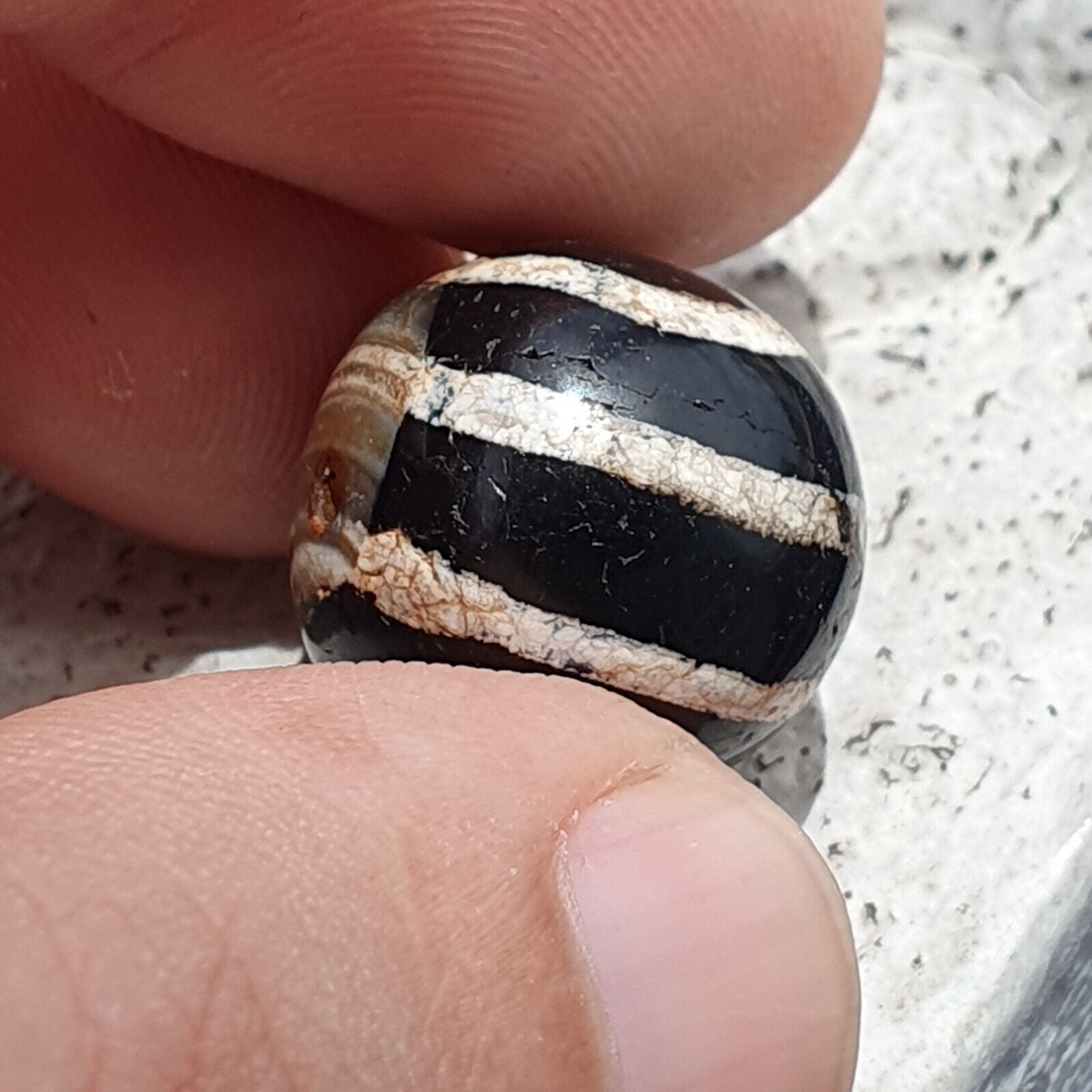 Rare Antique Tibetan Etched Agate Bead Decorated Carnelian Beads ETA-8
