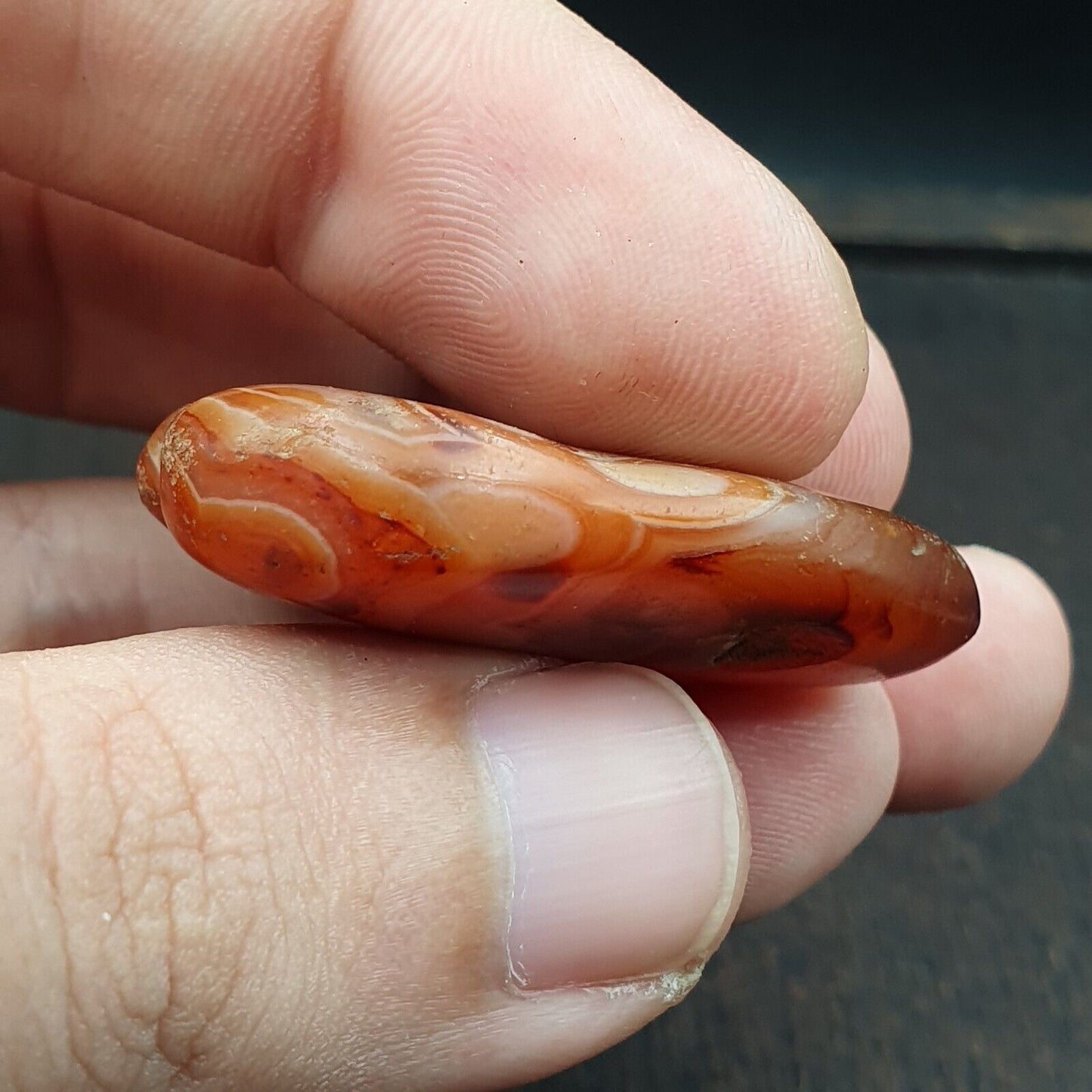 驚人的古代古董心形紅玉髓瑪瑙石珠護身符