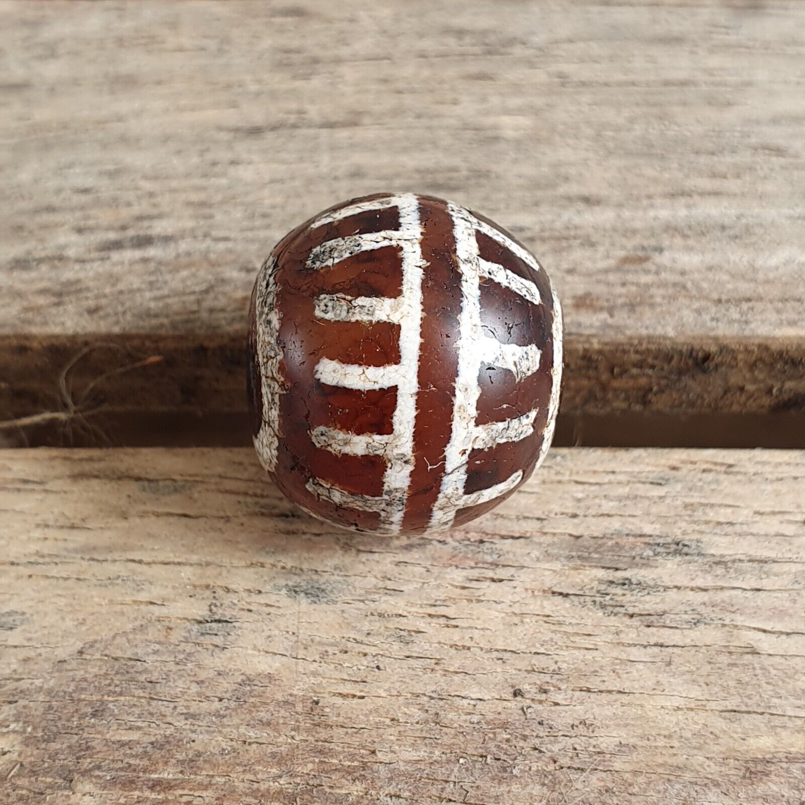 ETA-5 Antique Tibetan Etched Agate Bead Decorated Carnelian Beads
