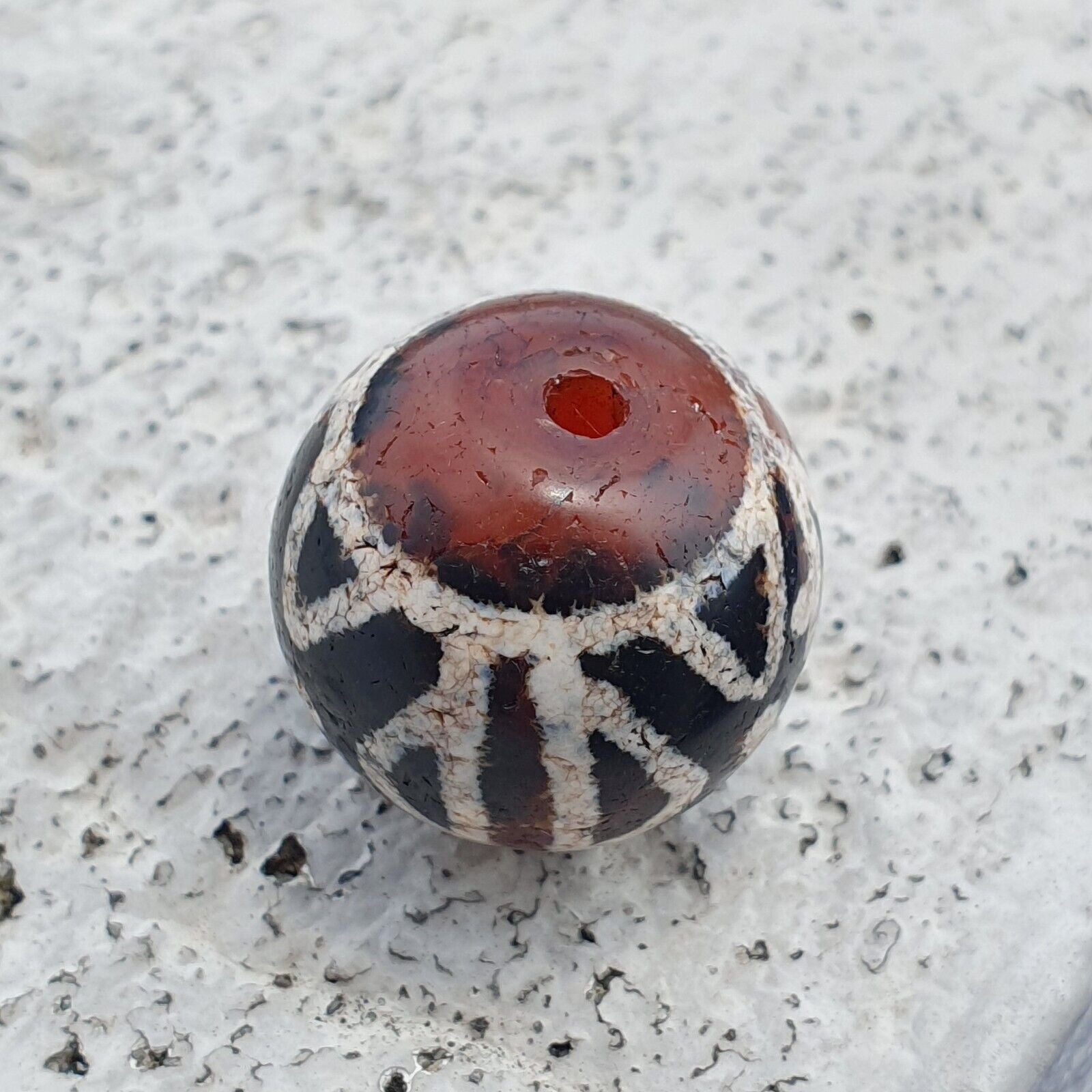 Rare Antique Tibetan Etched Agate Bead Decorated Carnelian Beads ETA-9