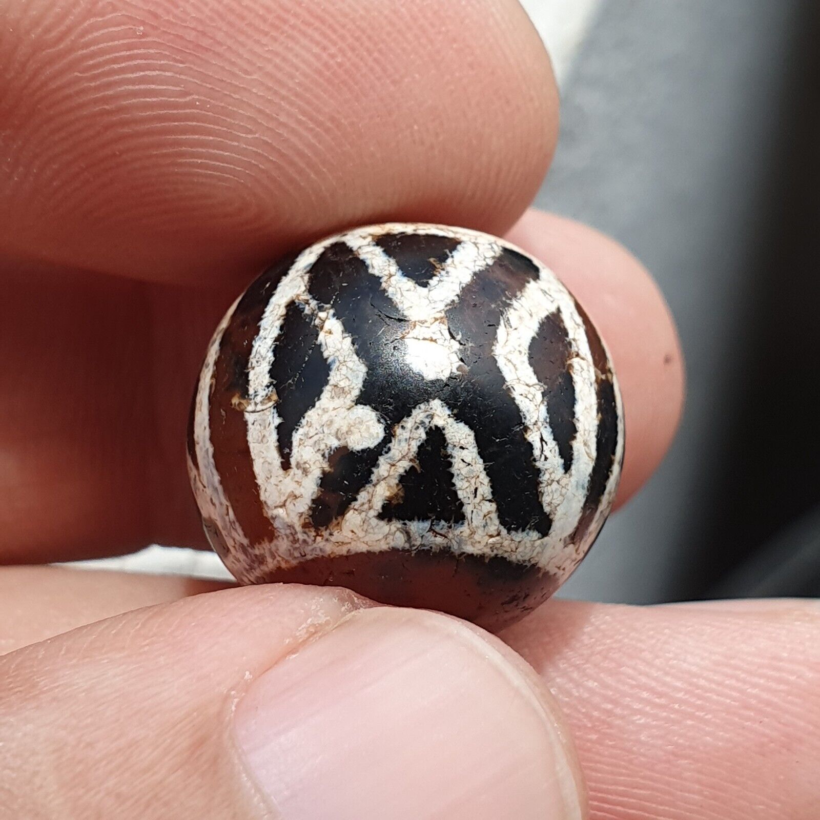 Rare Antique Tibetan Etched Agate Bead Decorated Carnelian Beads ETA-9