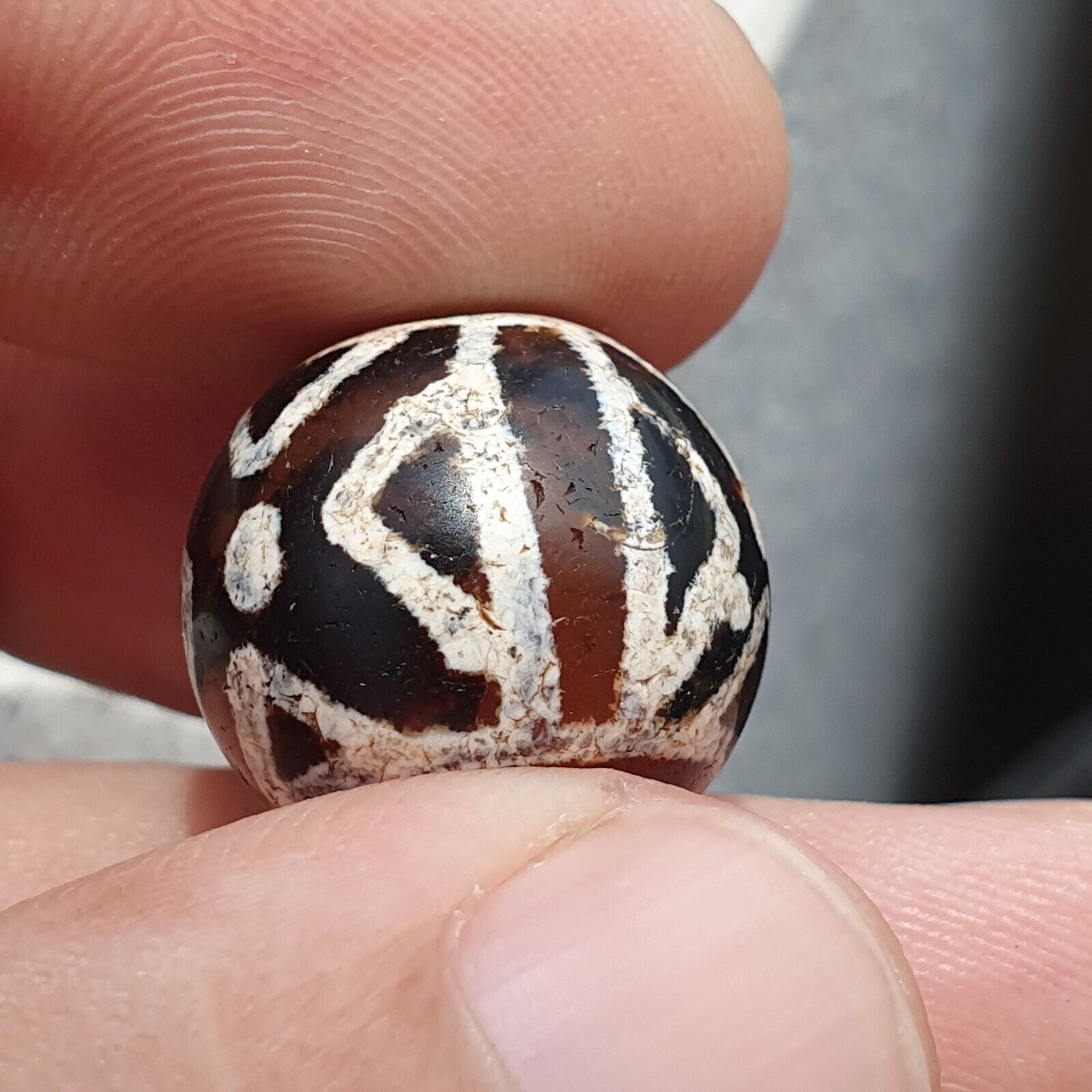 Rare Antique Tibetan Etched Agate Bead Decorated Carnelian Beads ETA-9