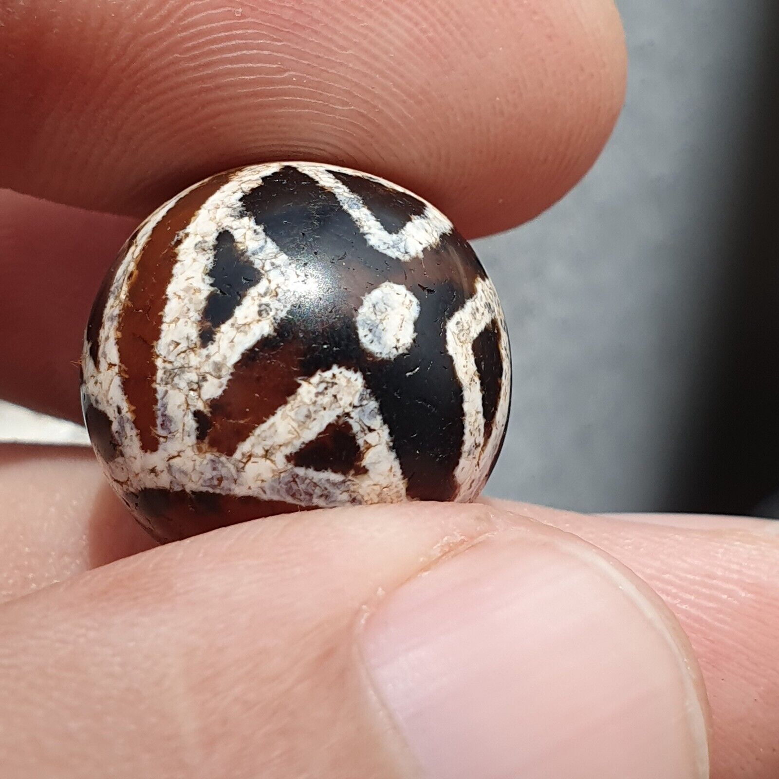 Rare Antique Tibetan Etched Agate Bead Decorated Carnelian Beads ETA-9