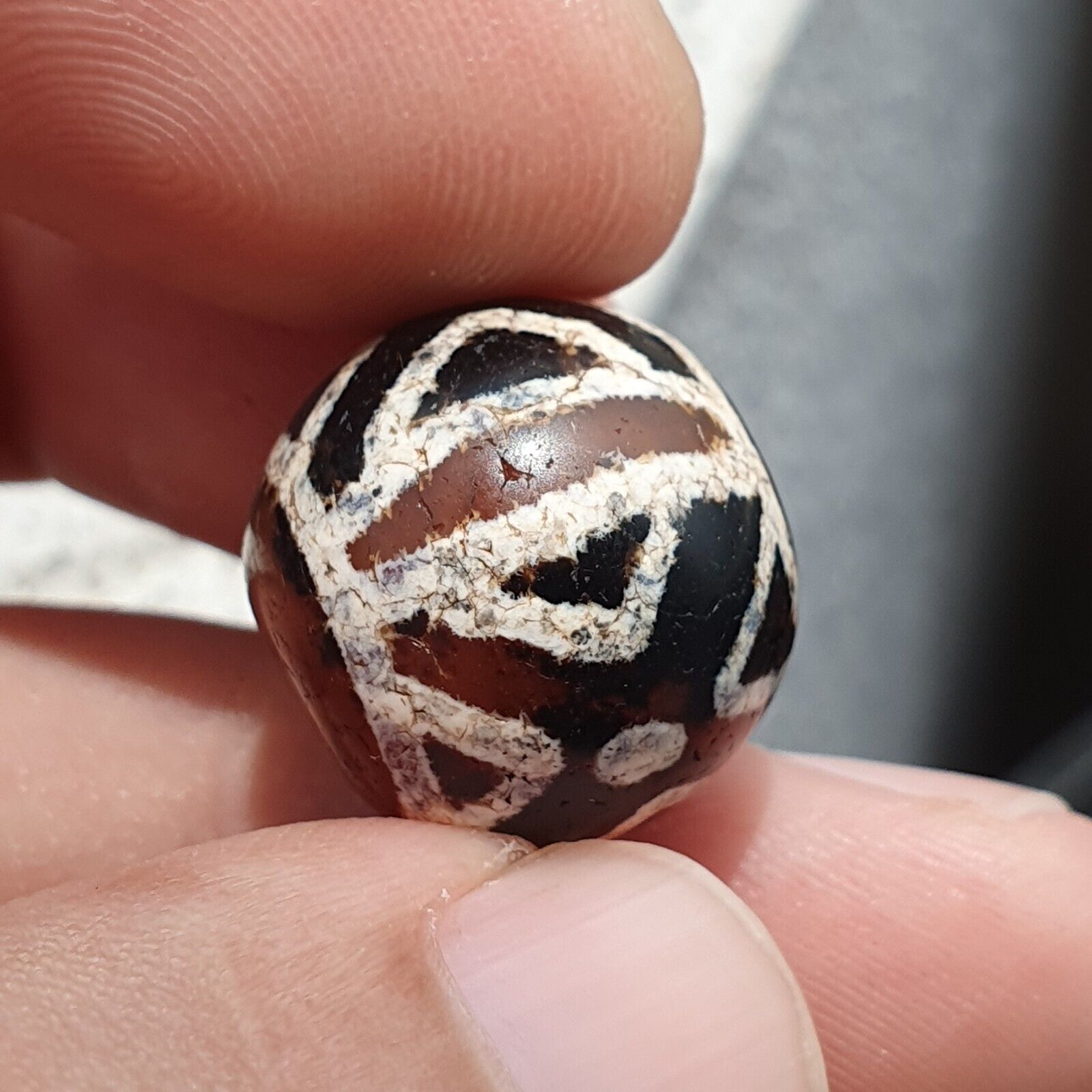 Rare Antique Tibetan Etched Agate Bead Decorated Carnelian Beads ETA-9