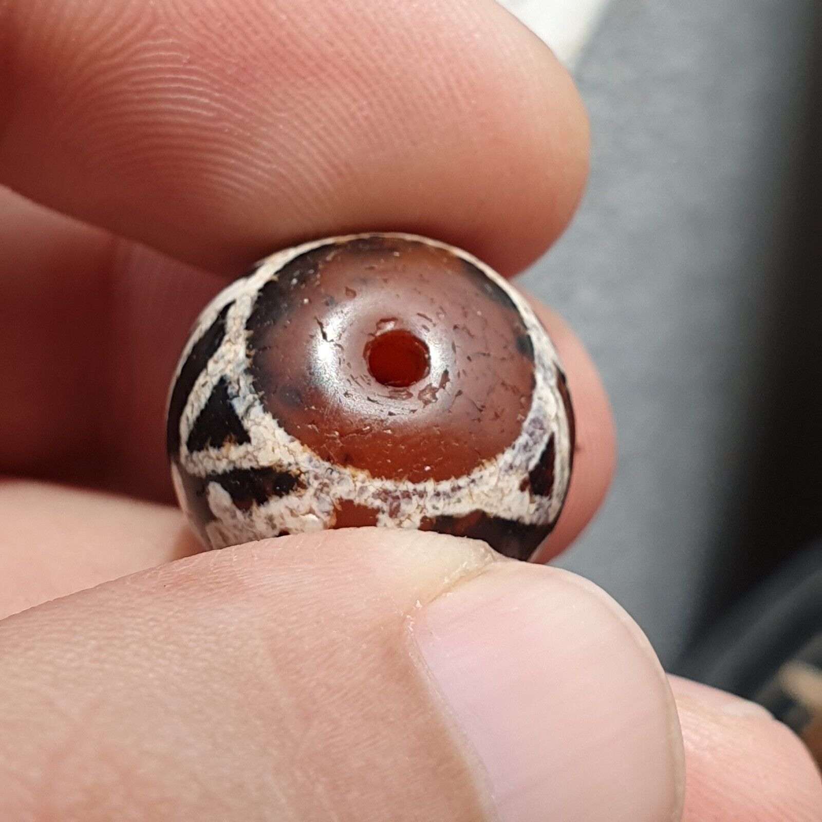 Rare Antique Tibetan Etched Agate Bead Decorated Carnelian Beads ETA-9