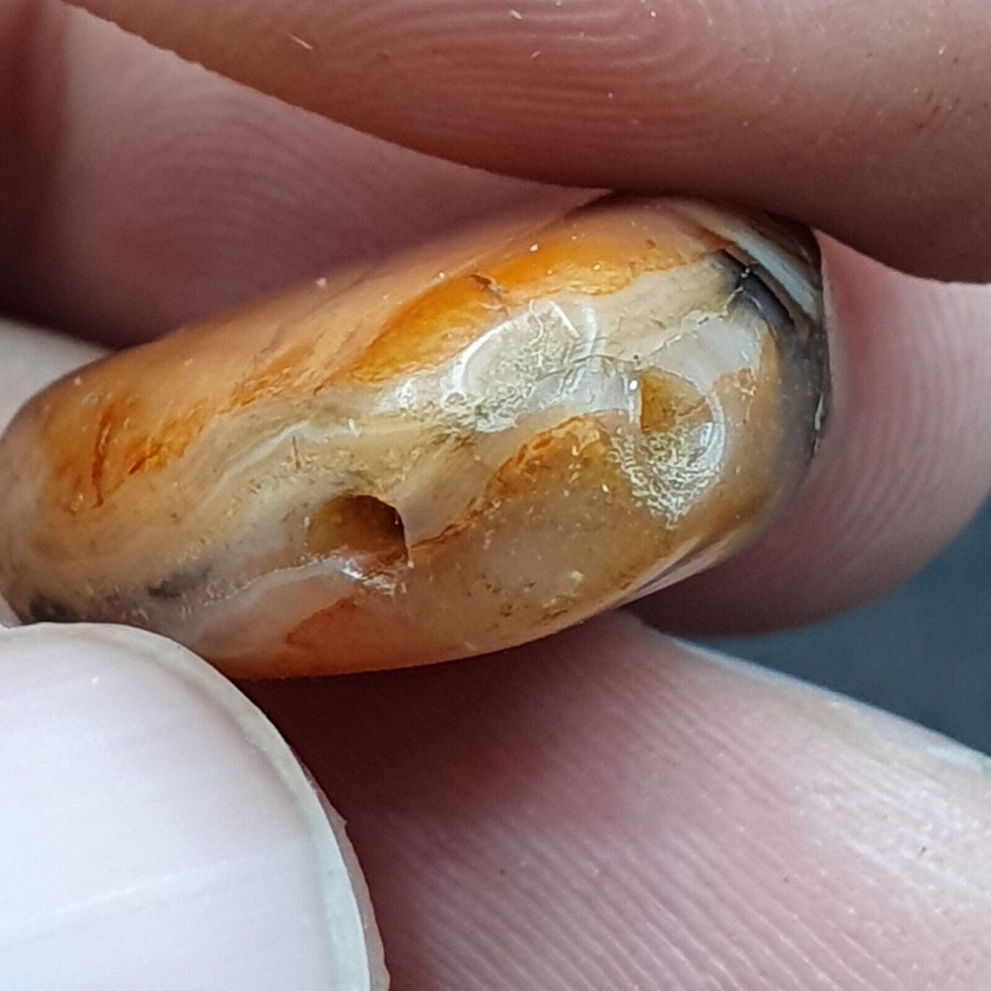 Erstaunliches antikes Khorasan-Perlenamulett mit antiken Augen aus Achatstein