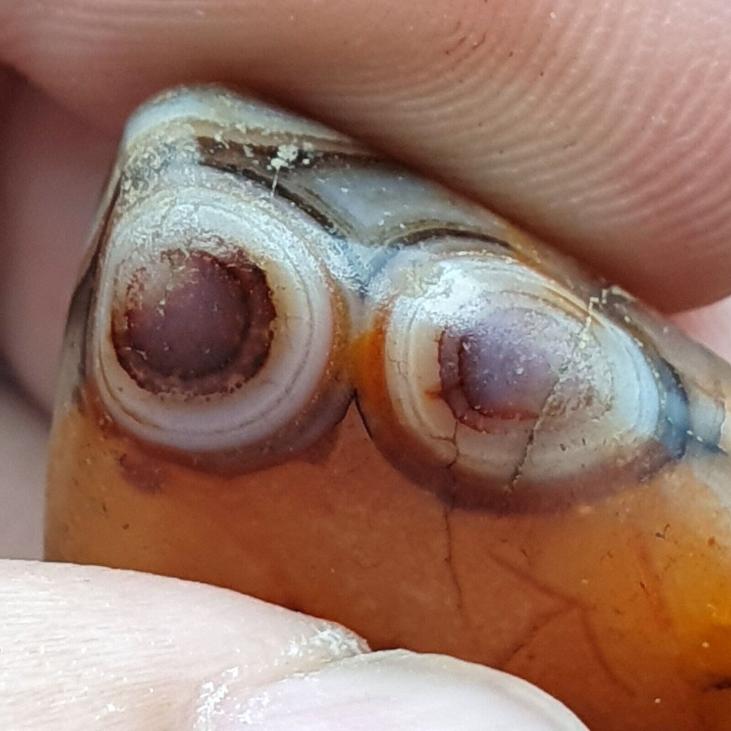 Erstaunliches antikes Khorasan-Perlenamulett mit antiken Augen aus Achatstein