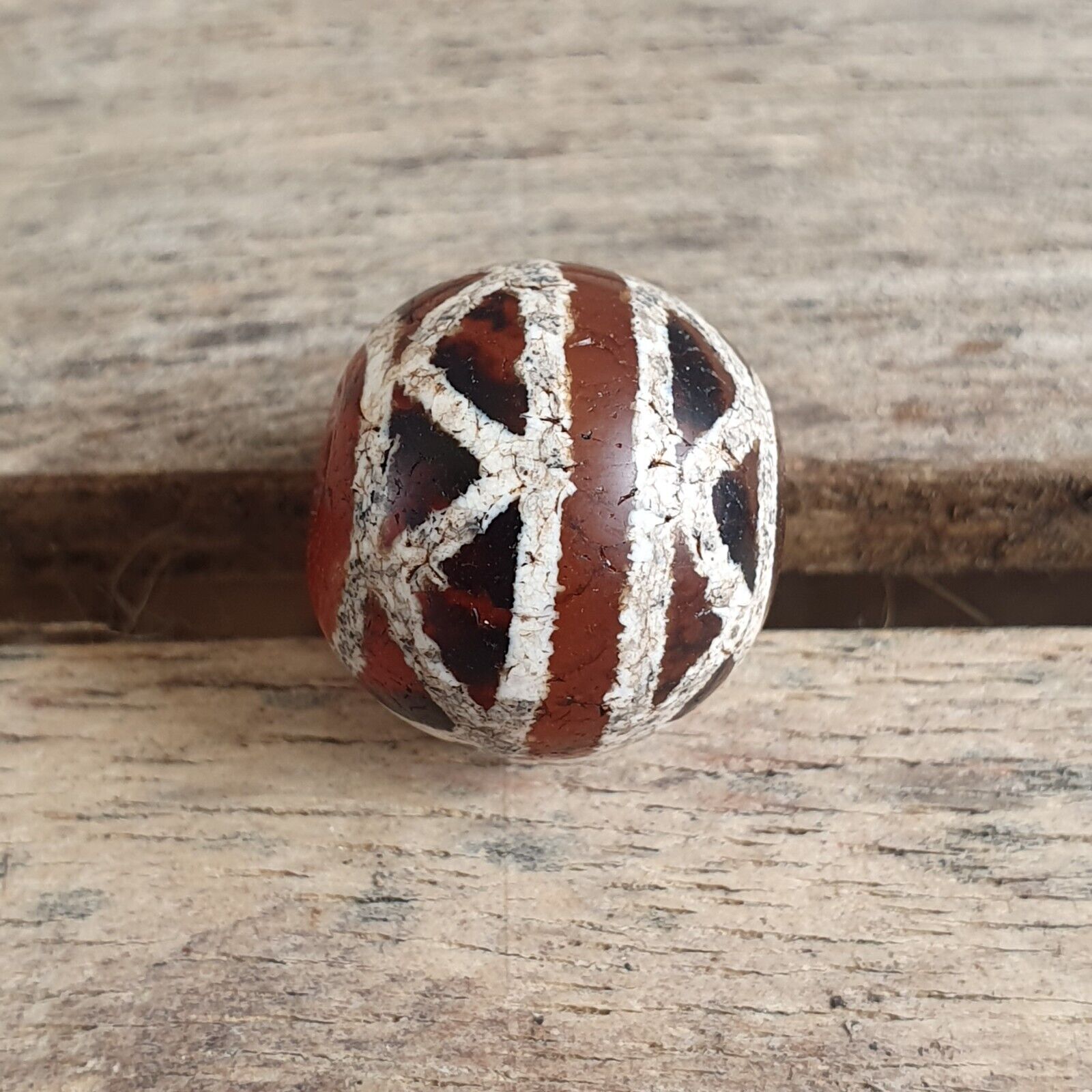 ETA-7 Antique Tibetan Etched Agate Bead Decorated Carnelian Beads
