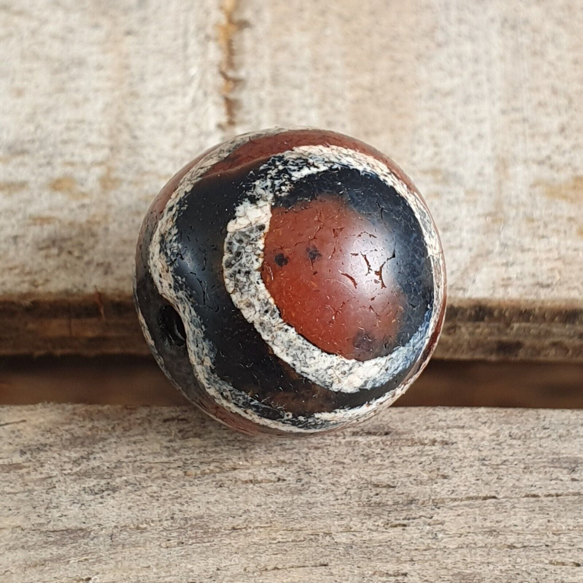 ETA-6 Antique Tibetan Etched Agate Bead Decorated Carnelian Beads