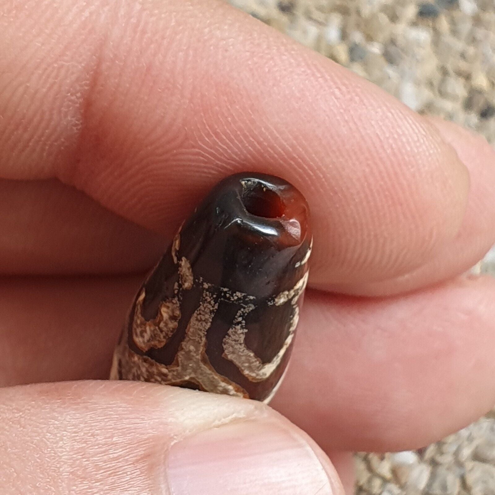 HIMALAYAN Indo Tibetan Central Asian Etched Agate beads Decorated bead BDET 1