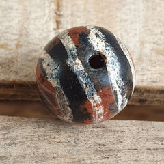 ETA-6 Antique Tibetan Etched Agate Bead Decorated Carnelian Beads