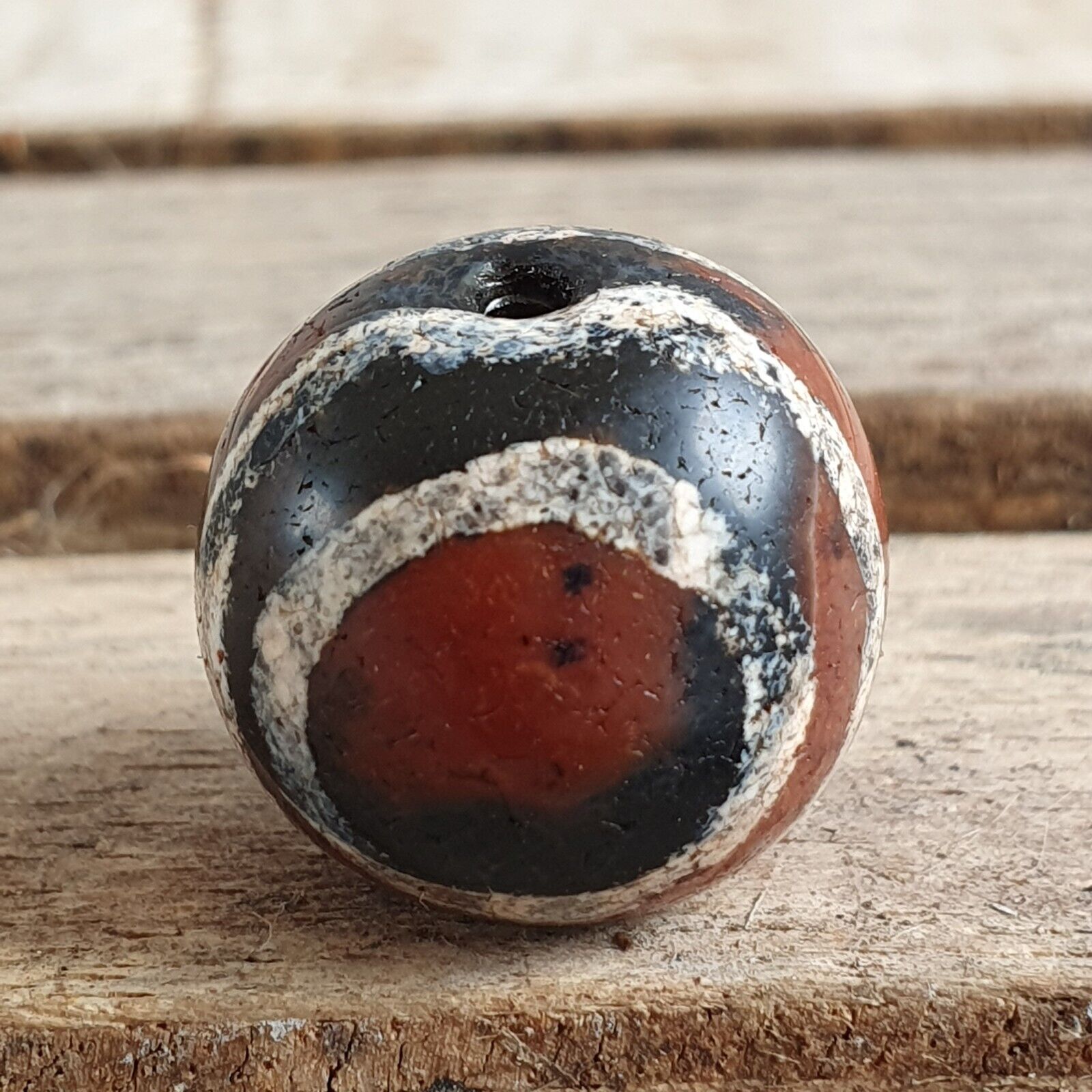 ETA-6 Antique Tibetan Etched Agate Bead Decorated Carnelian Beads