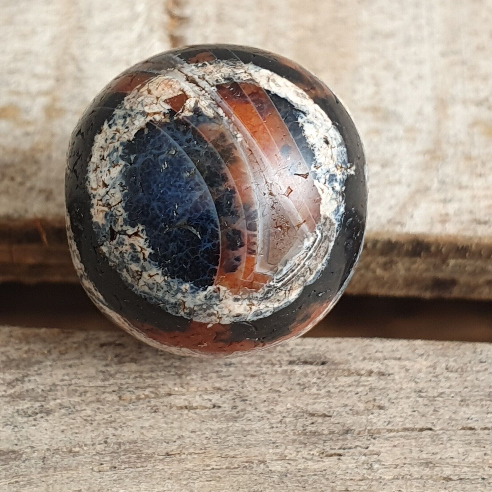 ETA-6 Antique Tibetan Etched Agate Bead Decorated Carnelian Beads