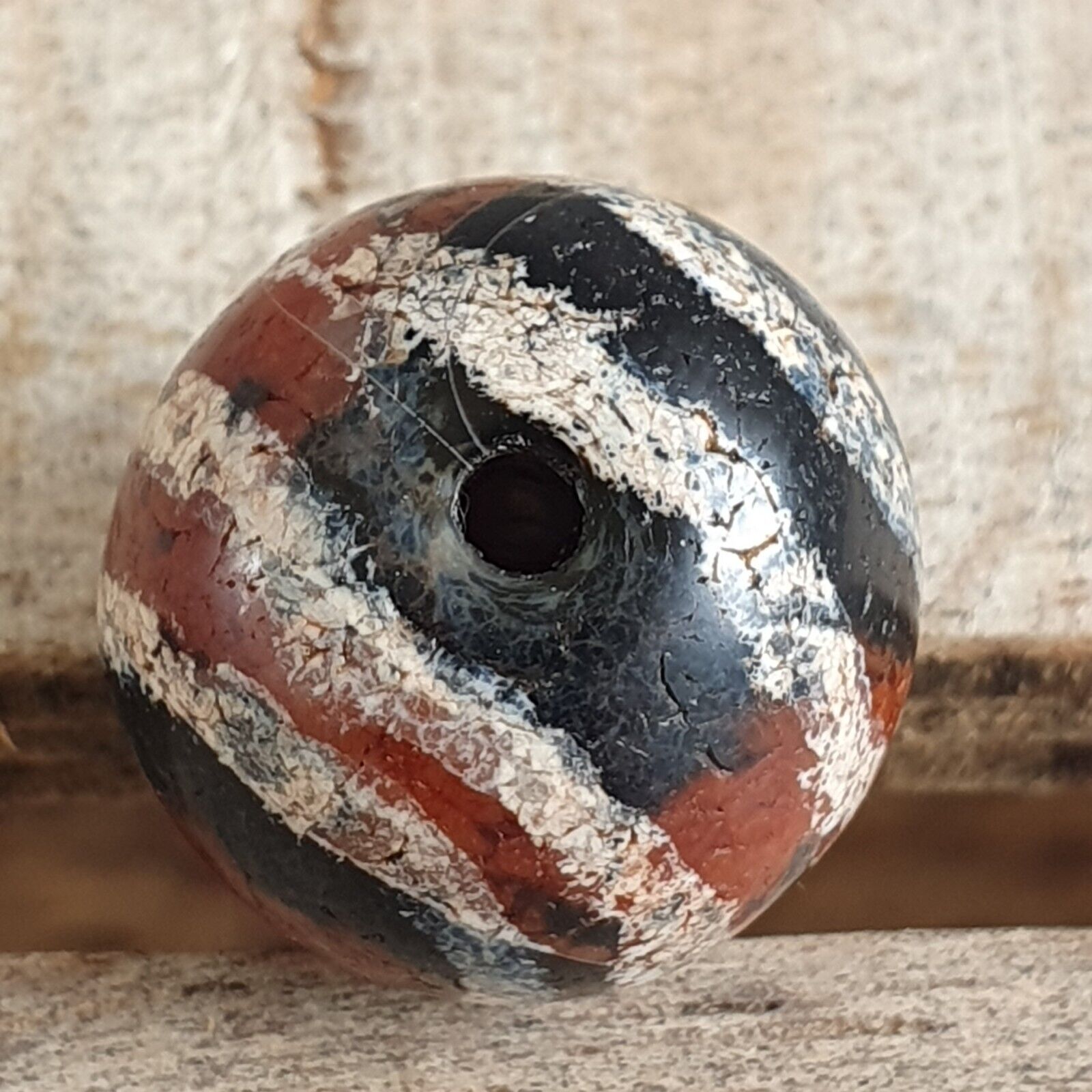 ETA-6 Antique Tibetan Etched Agate Bead Decorated Carnelian Beads