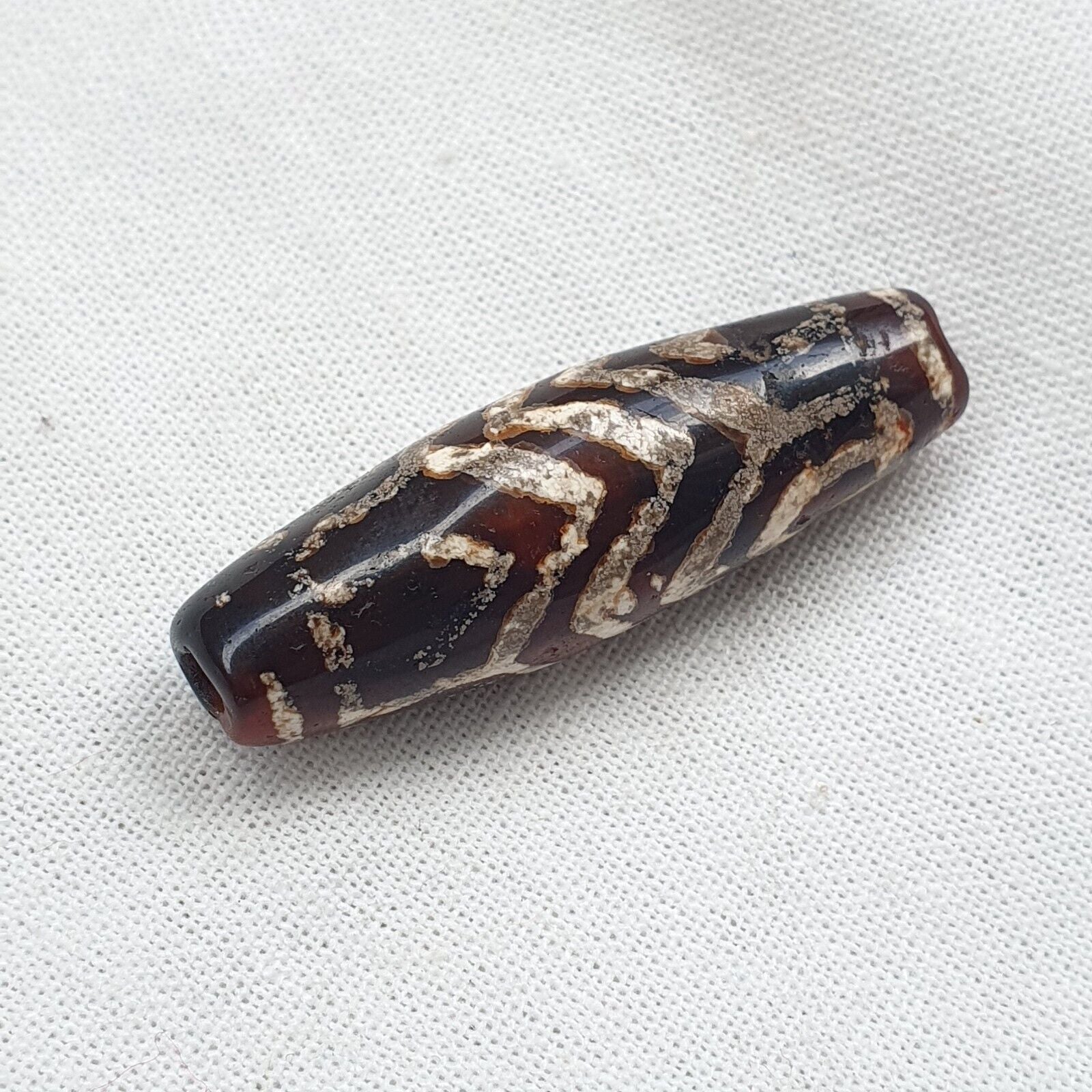 HIMALAYAN Indo Tibetan Central Asian Etched Agate beads Decorated bead BDET 1