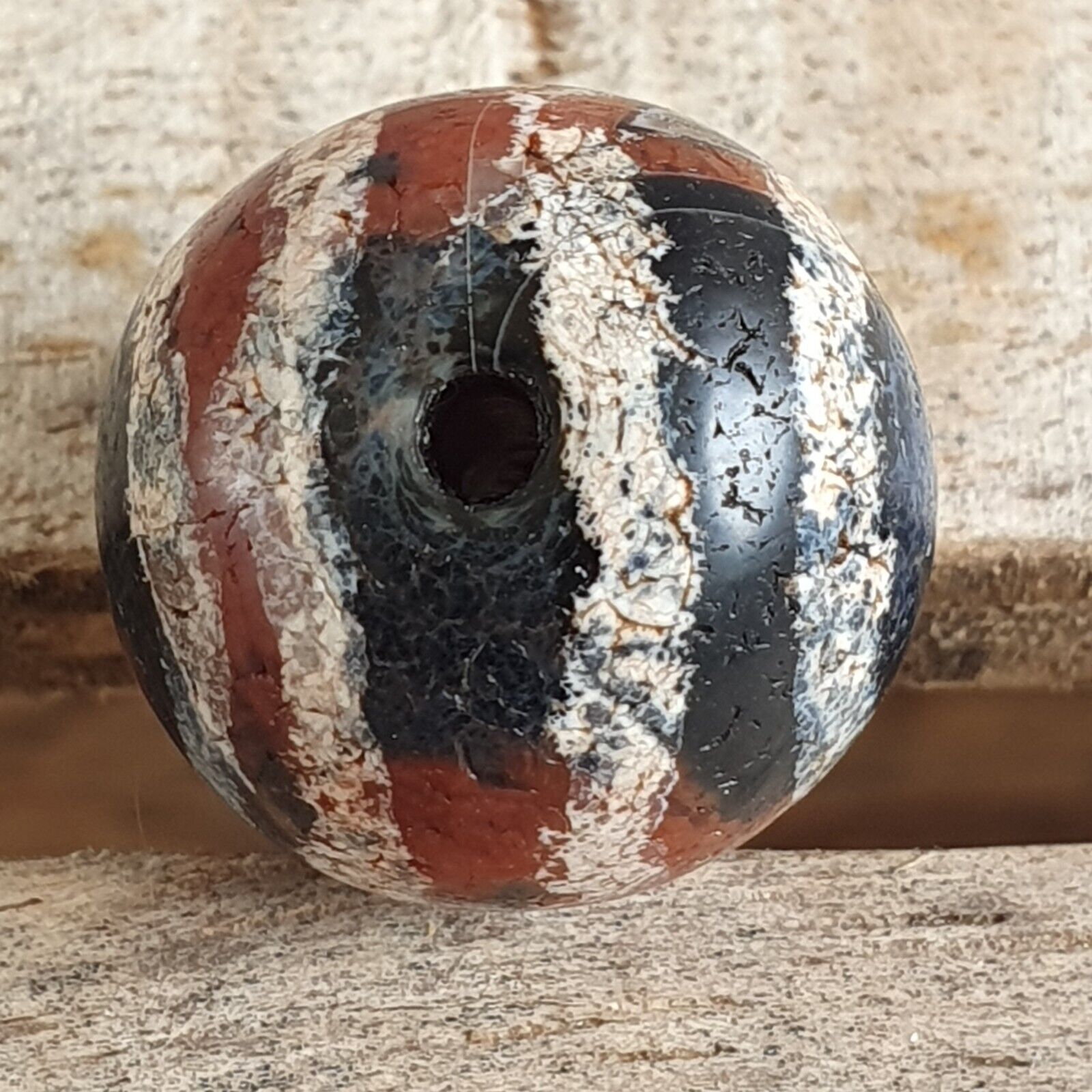 ETA-6 Antique Tibetan Etched Agate Bead Decorated Carnelian Beads