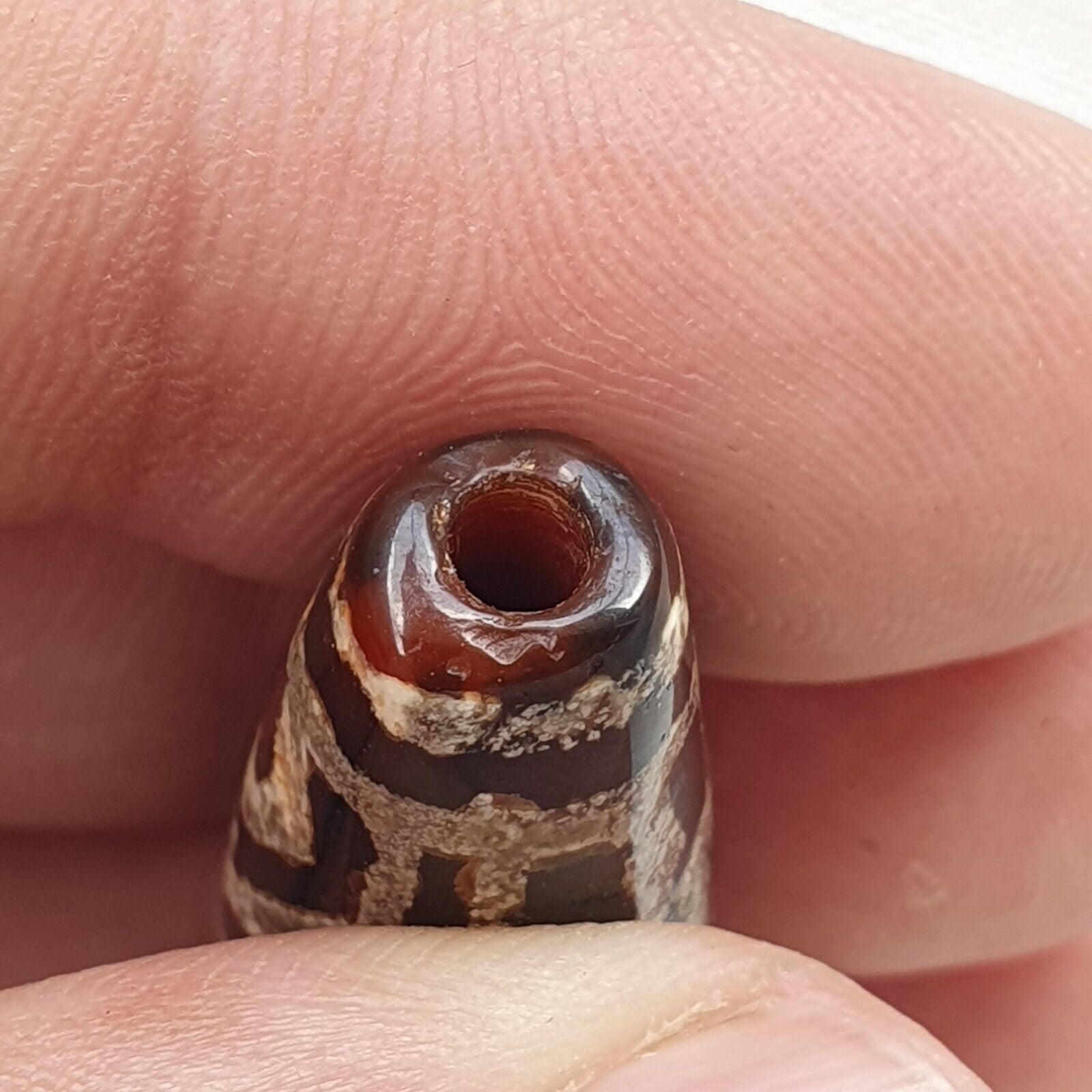 HIMALAYAN Indo Tibetan Central Asian Etched Agate beads Decorated bead BDET 1