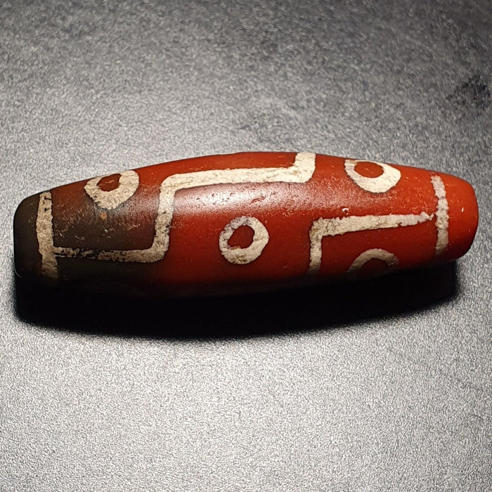 Antique Himalayan Nepalese Tibetan Central Asian Etched Agate Bead 9 Eyes Bead