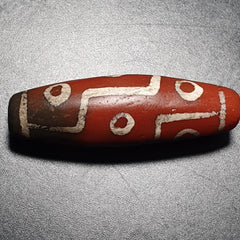 Antique HIMALAYAN Nepalese Tibetan Central Asian Etched Agate bead 9 EYES bead
