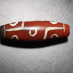 Antique HIMALAYAN Nepalese Tibetan Central Asian Etched Agate bead 9 EYES bead