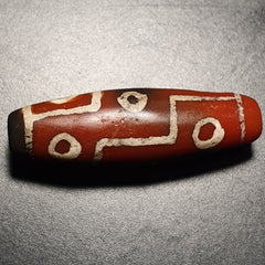Antique HIMALAYAN Nepalese Tibetan Central Asian Etched Agate bead 9 EYES bead