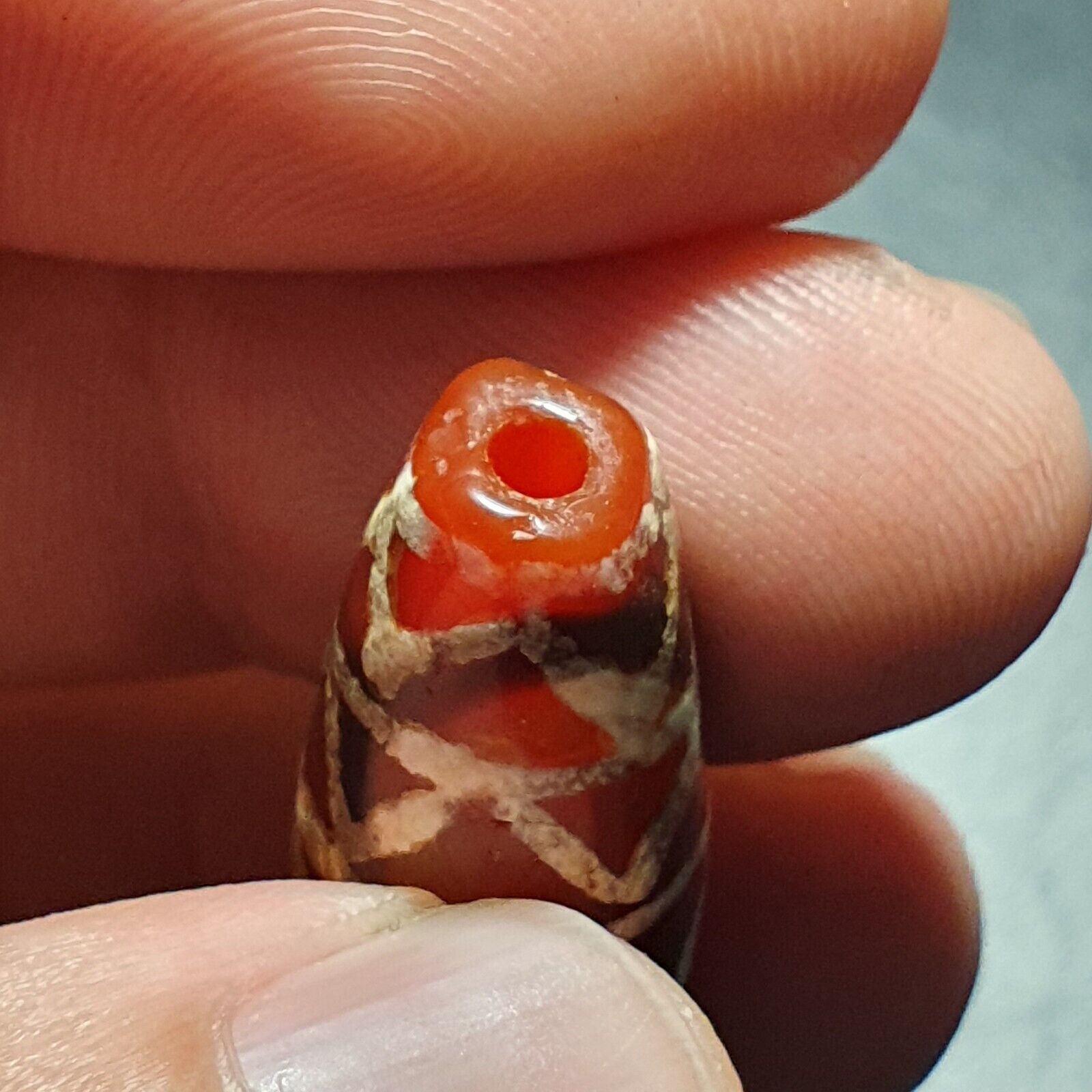 Rare Pattern HIMALAYAN Nepalese Tibetan South East Asian Etched Agate bead