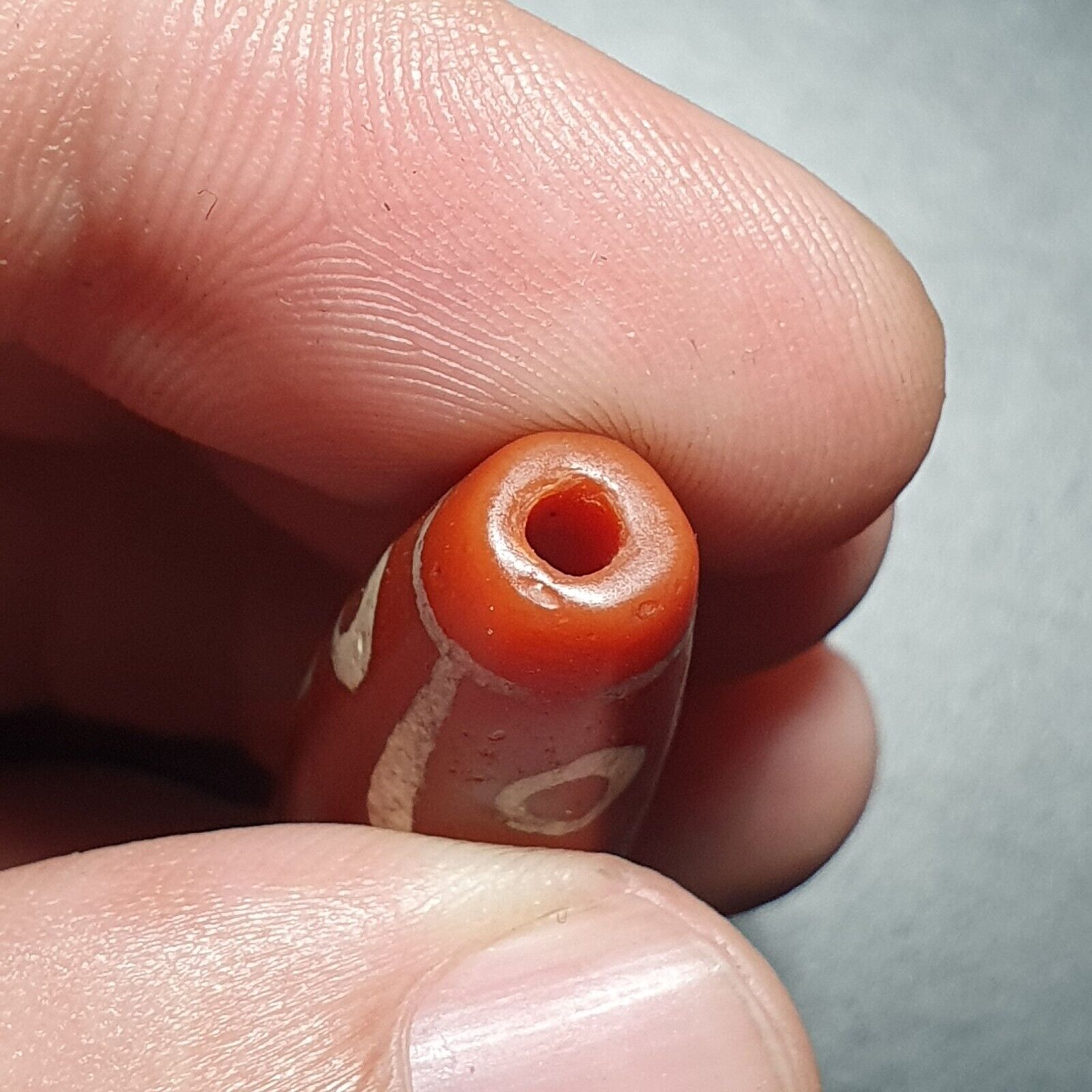 Antique HIMALAYAN Nepalese Tibetan Central Asian Etched Agate bead 9 EYES bead