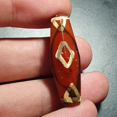 BDET #3 HIMALAYAN Indo Tibetan Central Asian Etched Agate beads Decorated bead