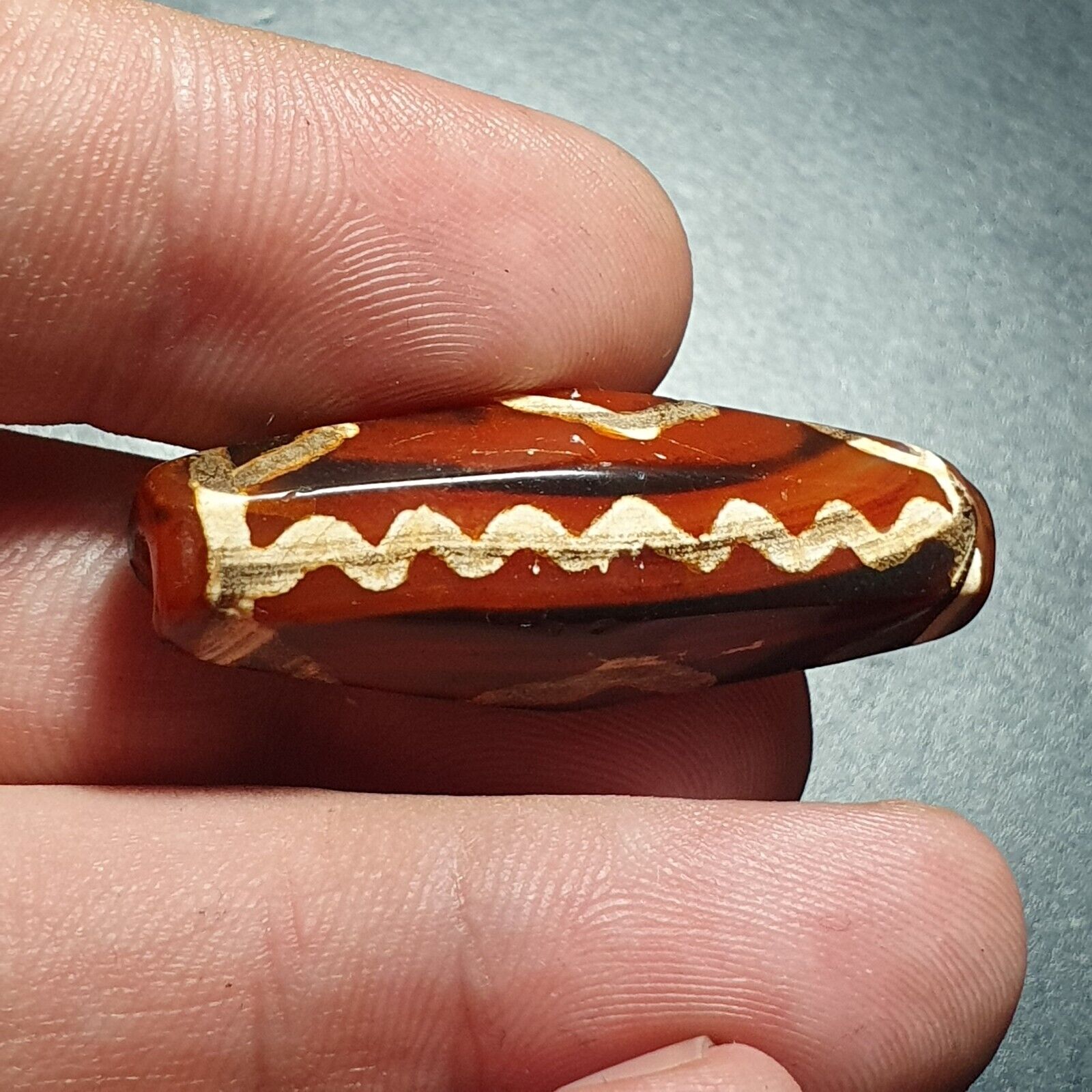 BDET #3 HIMALAYAN Indo Tibetan Central Asian Etched Agate beads Decorated bead