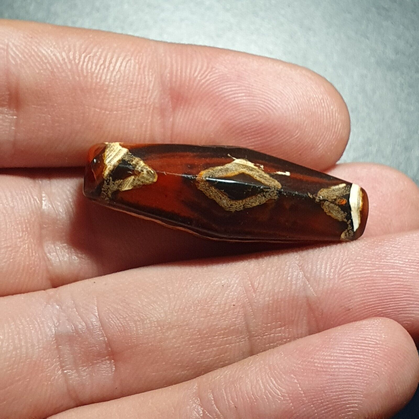 BDET #3 HIMALAYAN Indo Tibetan Central Asian Etched Agate beads Decorated bead