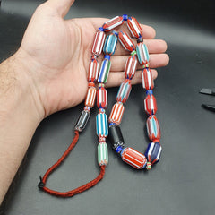 Vintage Venetian Style beads Old Chevrons Beads Necklace