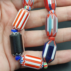 Vintage Venetian Style beads Old Chevrons Beads Necklace