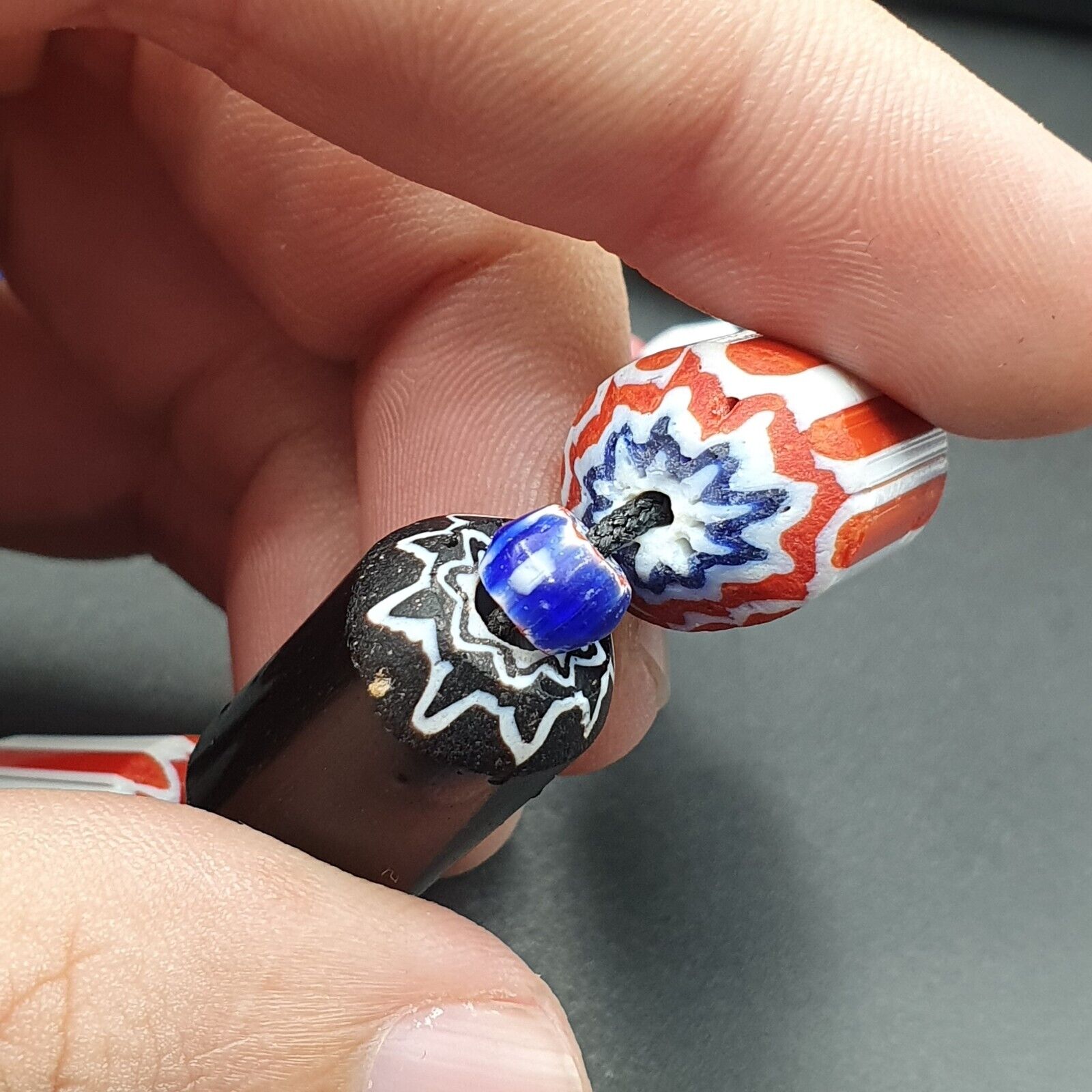 Vintage Venetian Style beads Old Chevrons Beads Necklace