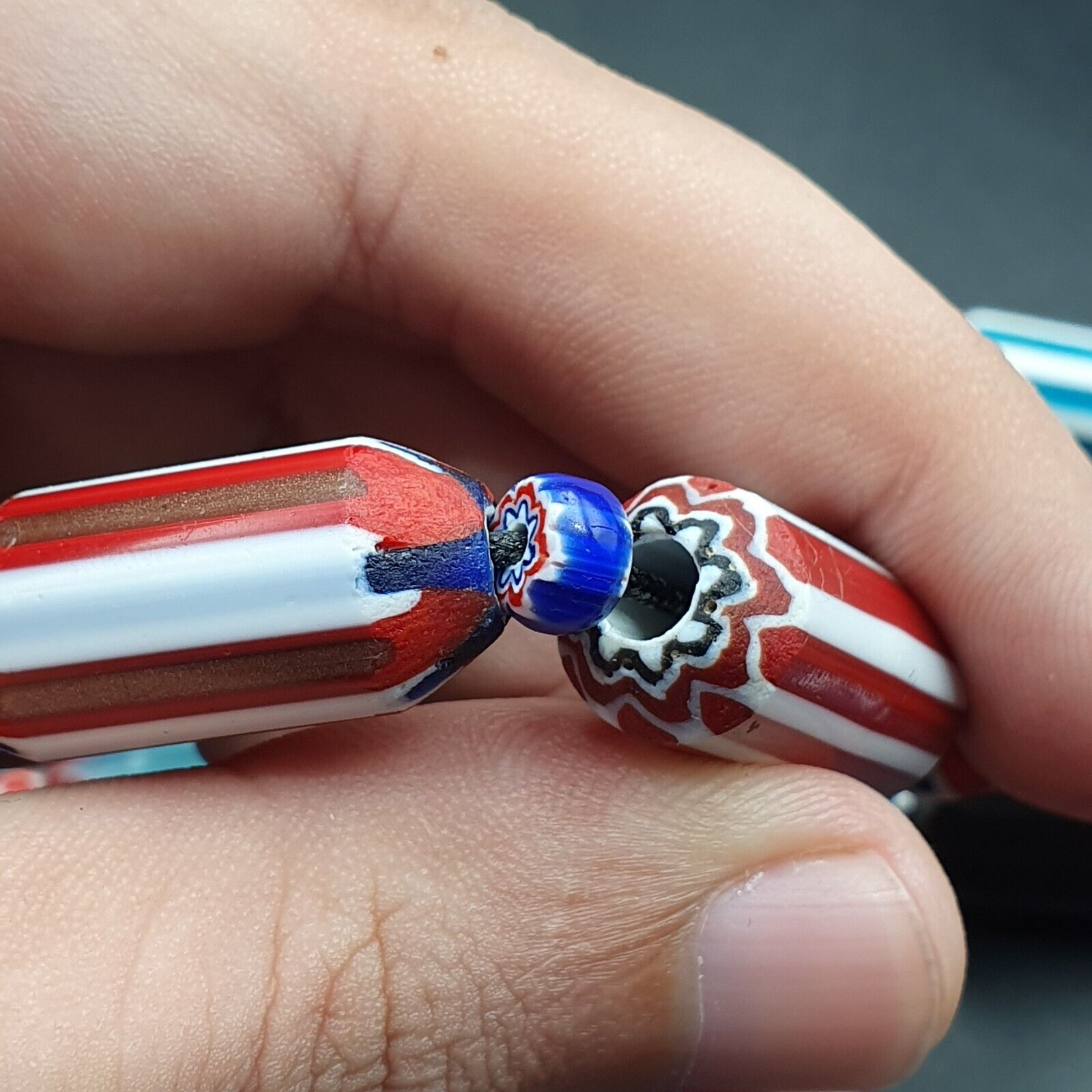 Vintage Venetian Style beads Old Chevrons Beads Necklace