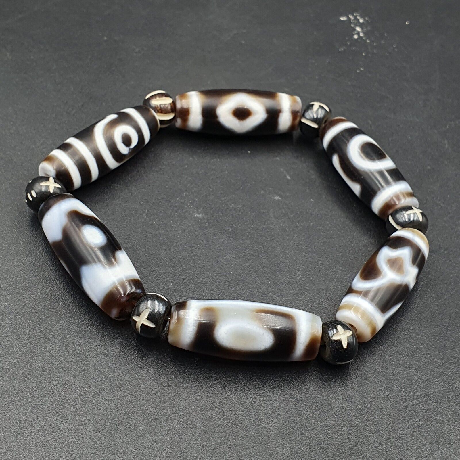 LOT 6 Eye BEADS Tibetan dzi bead old amulet Agate Tibet gzi Bracelet