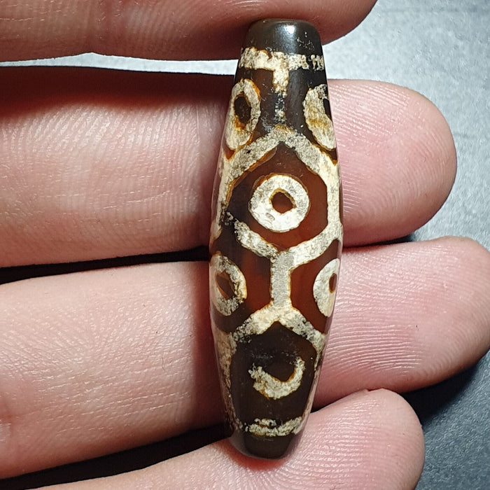 Bdet #4 Himalayan Indo Tibetan Central Asian Etched Agate Beads Decorated Bead