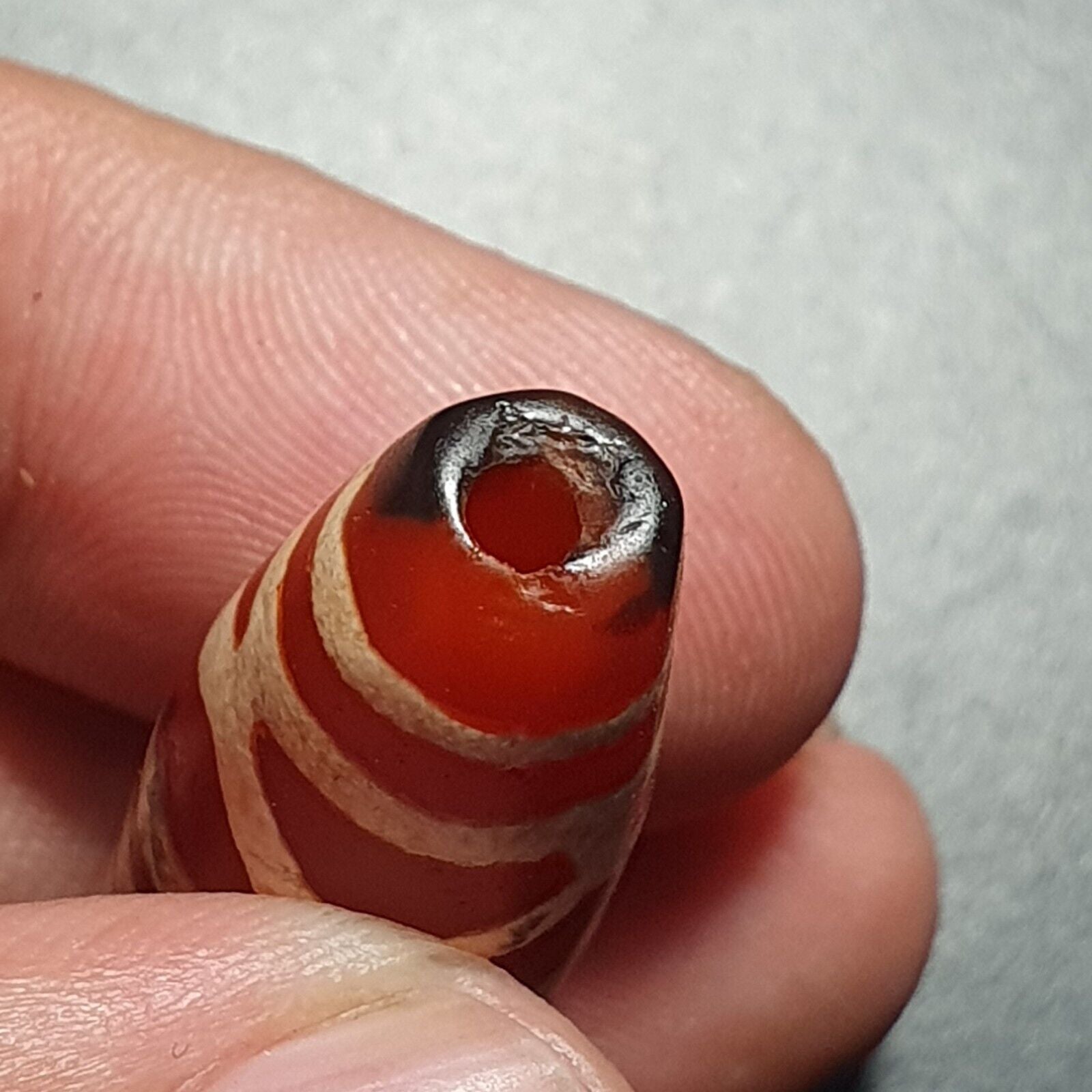 BDET #2 HIMALAYAN Indo Tibetische Zentralasiatische geätzte Achatperlen verzierte Perle