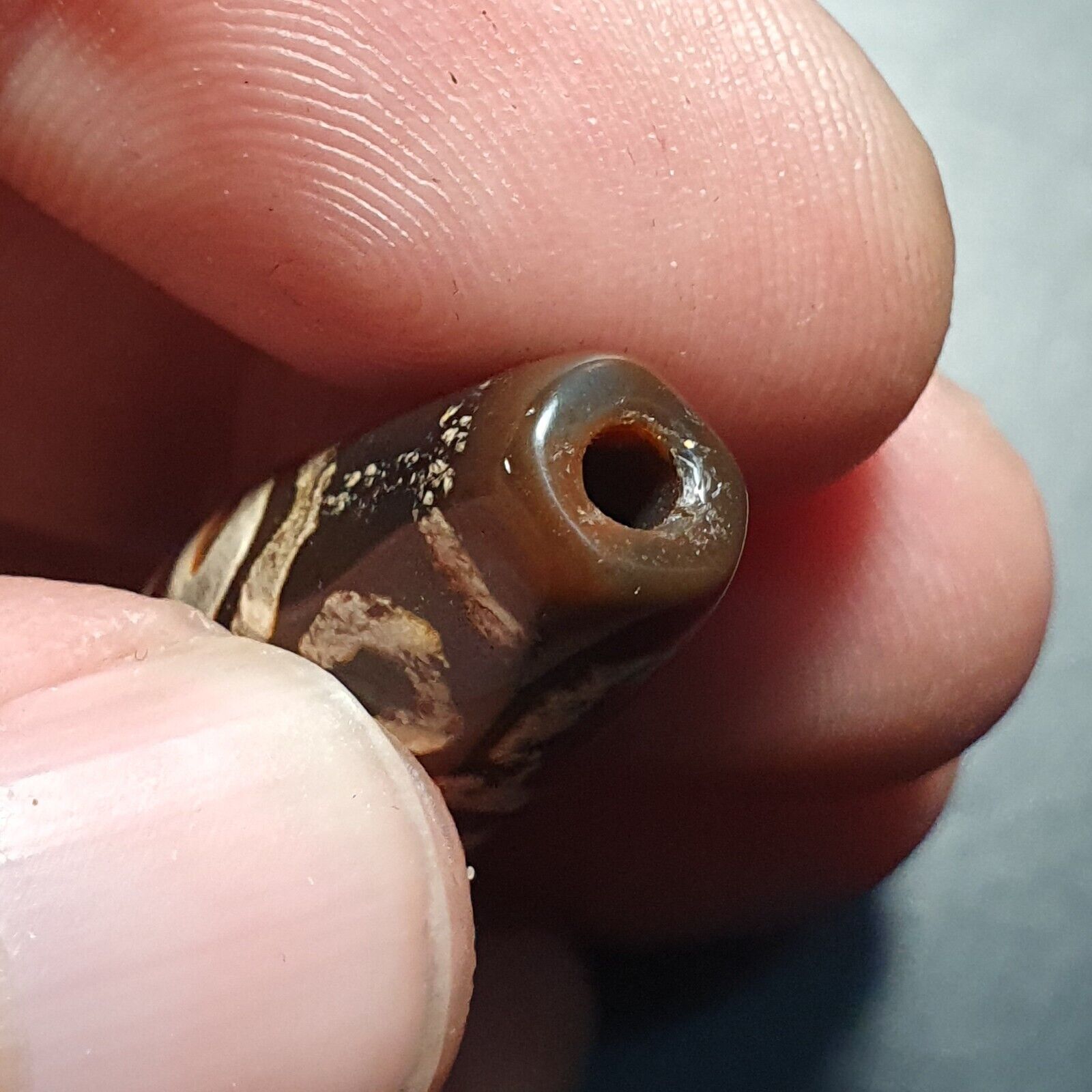 BDET #4 HIMALAYAN Indo Tibetan Central Asian Etched Agate beads Decorated bead