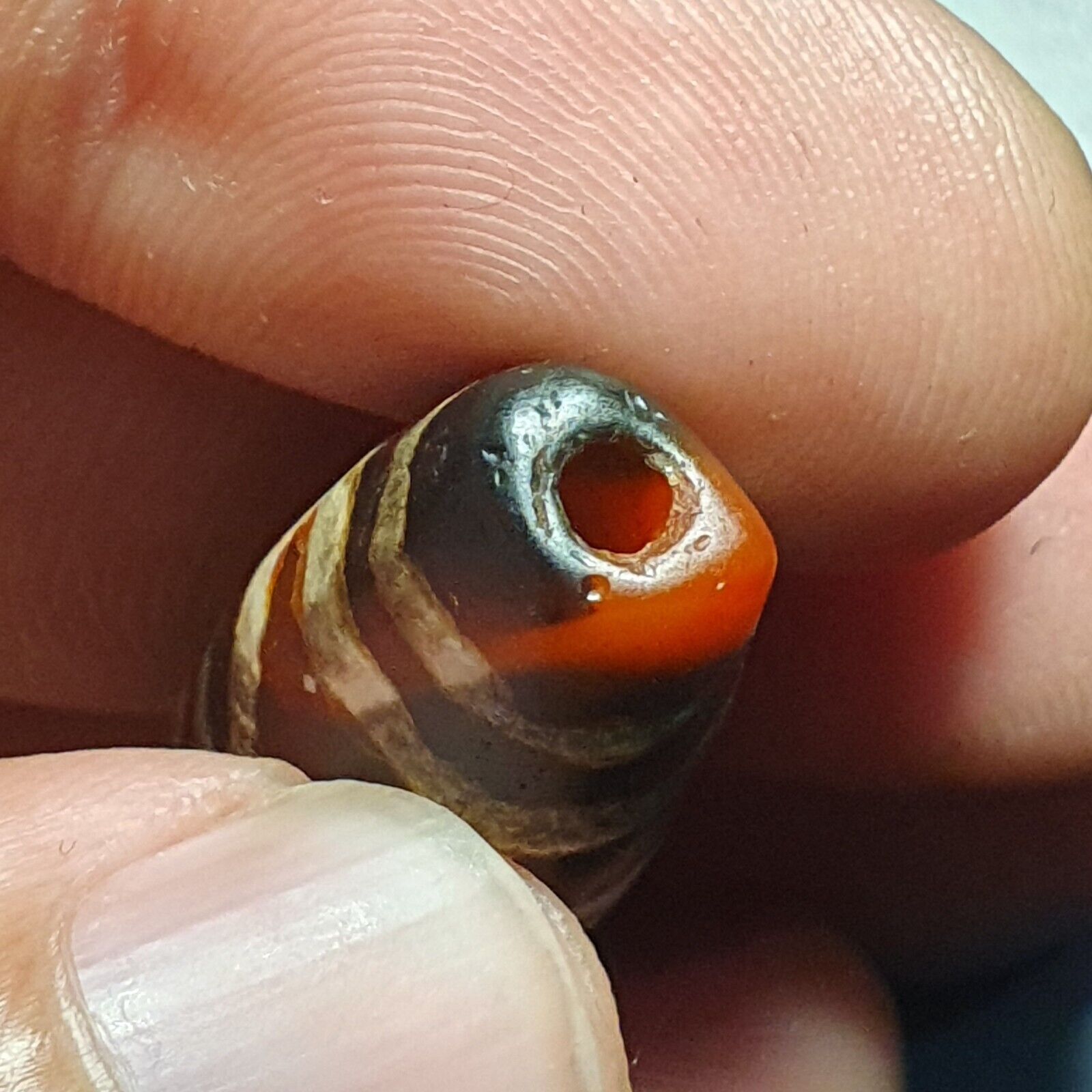 BDET #2 HIMALAYAN Indo Tibetische Zentralasiatische geätzte Achatperlen verzierte Perle