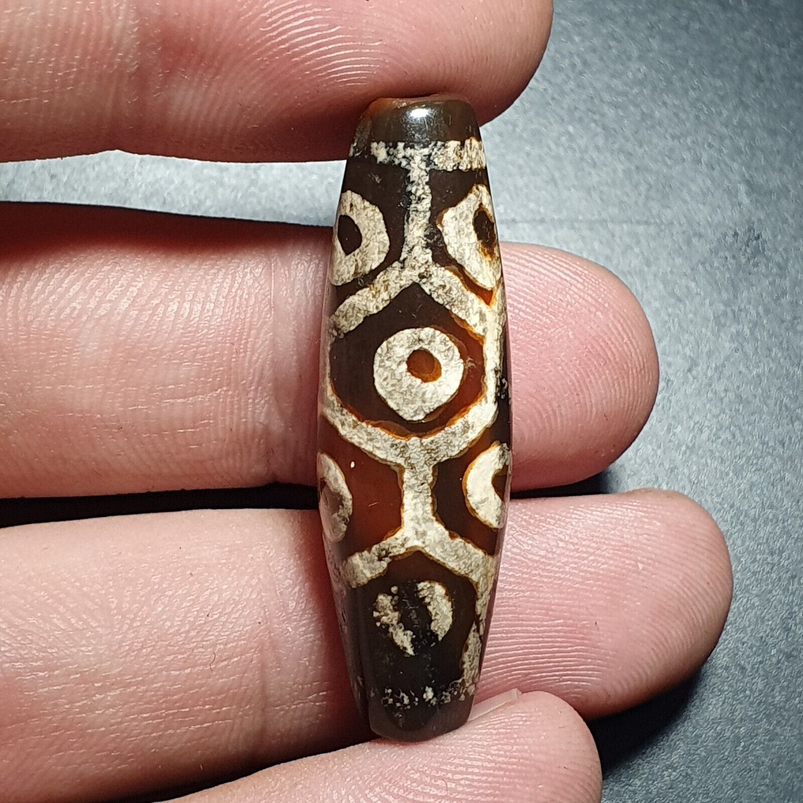 BDET #4 HIMALAYAN Indo Tibetan Central Asian Etched Agate beads Decorated bead