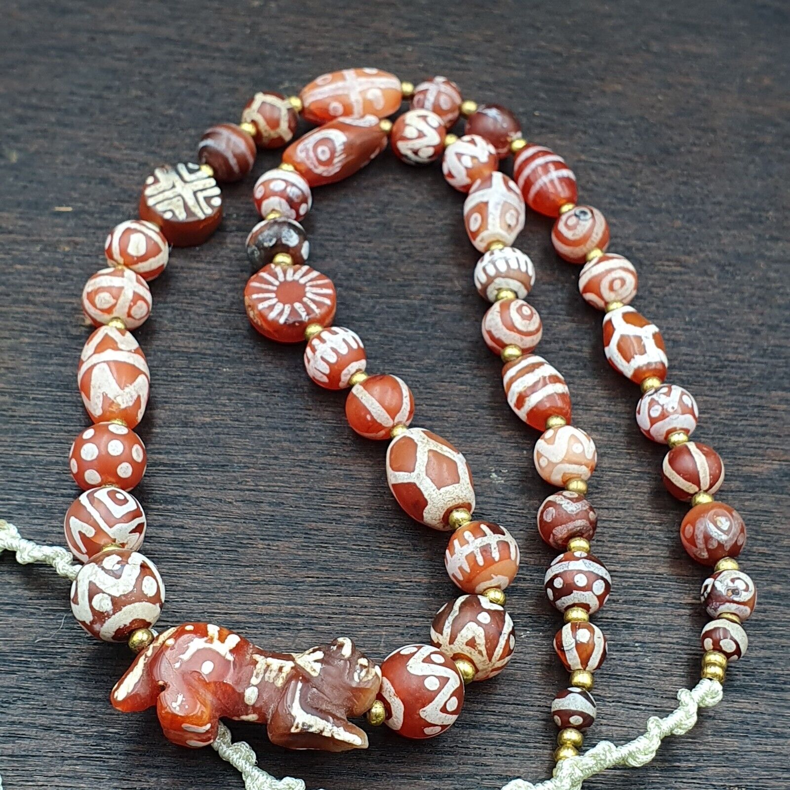 Rare collection Antique Tibetan Central Asian Etched Agate beads Necklace