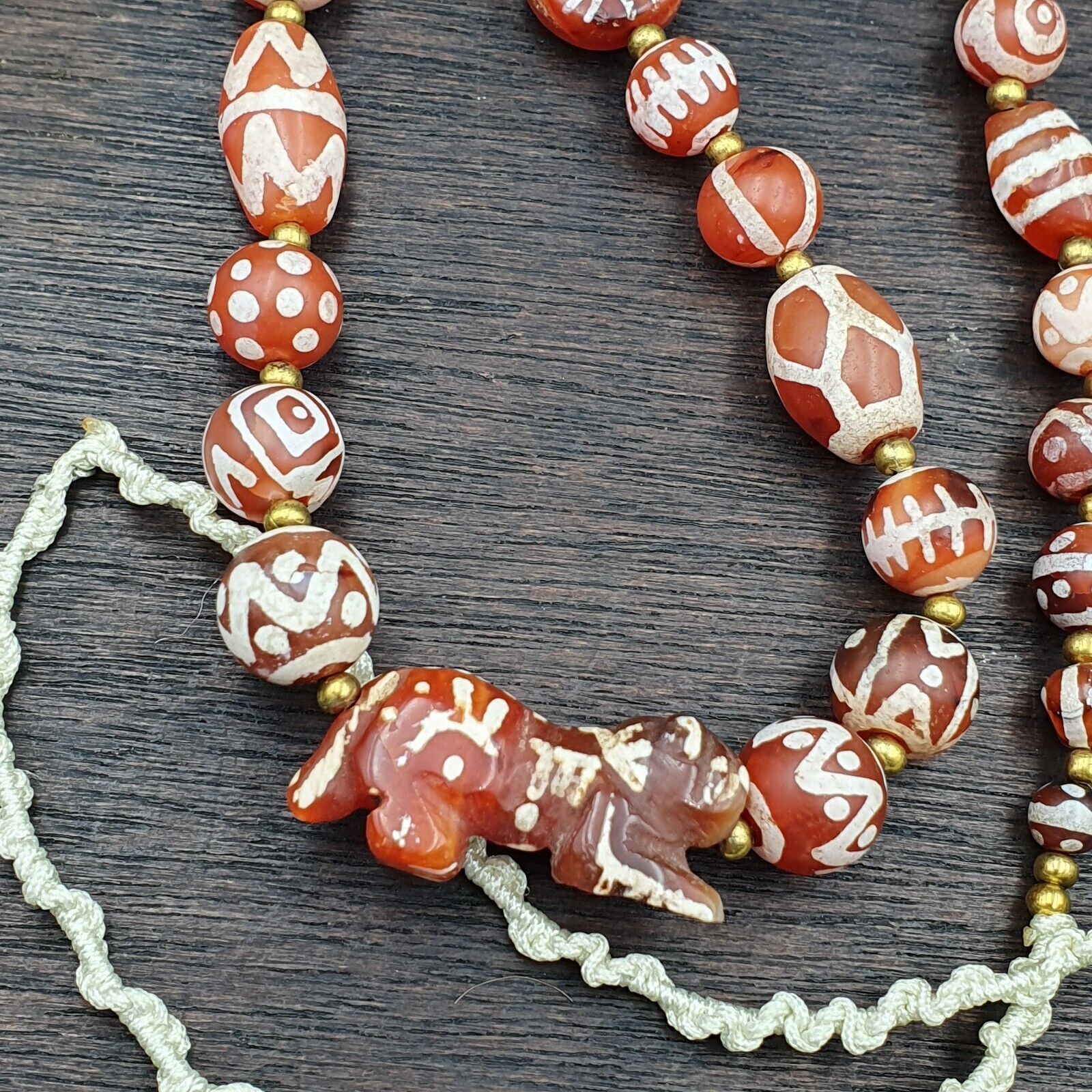 Rare collection Antique Tibetan Central Asian Etched Agate beads Necklace