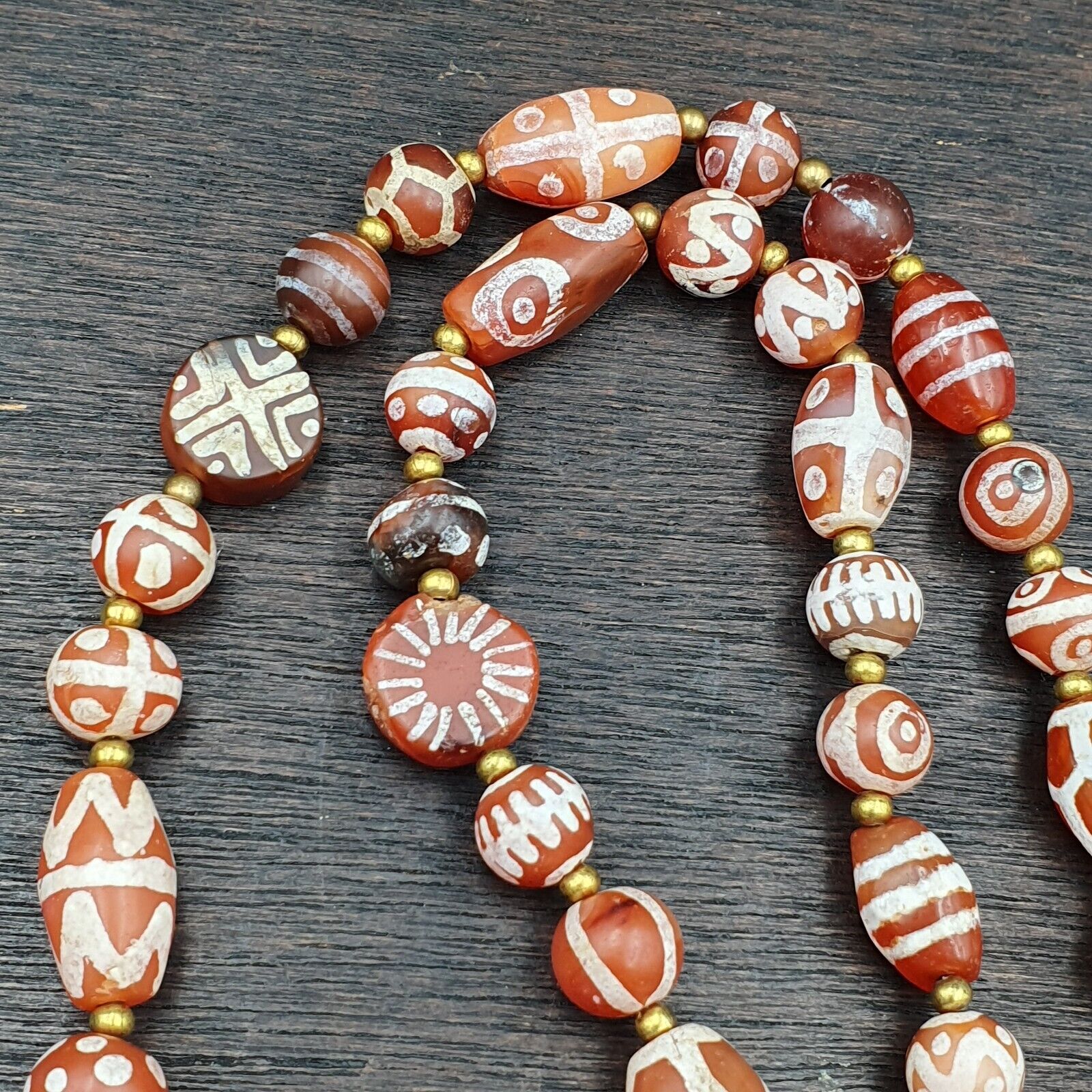 Rare collection Antique Tibetan Central Asian Etched Agate beads Necklace
