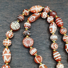 Rare collection Antique Tibetan Central Asian Etched Agate beads Necklace