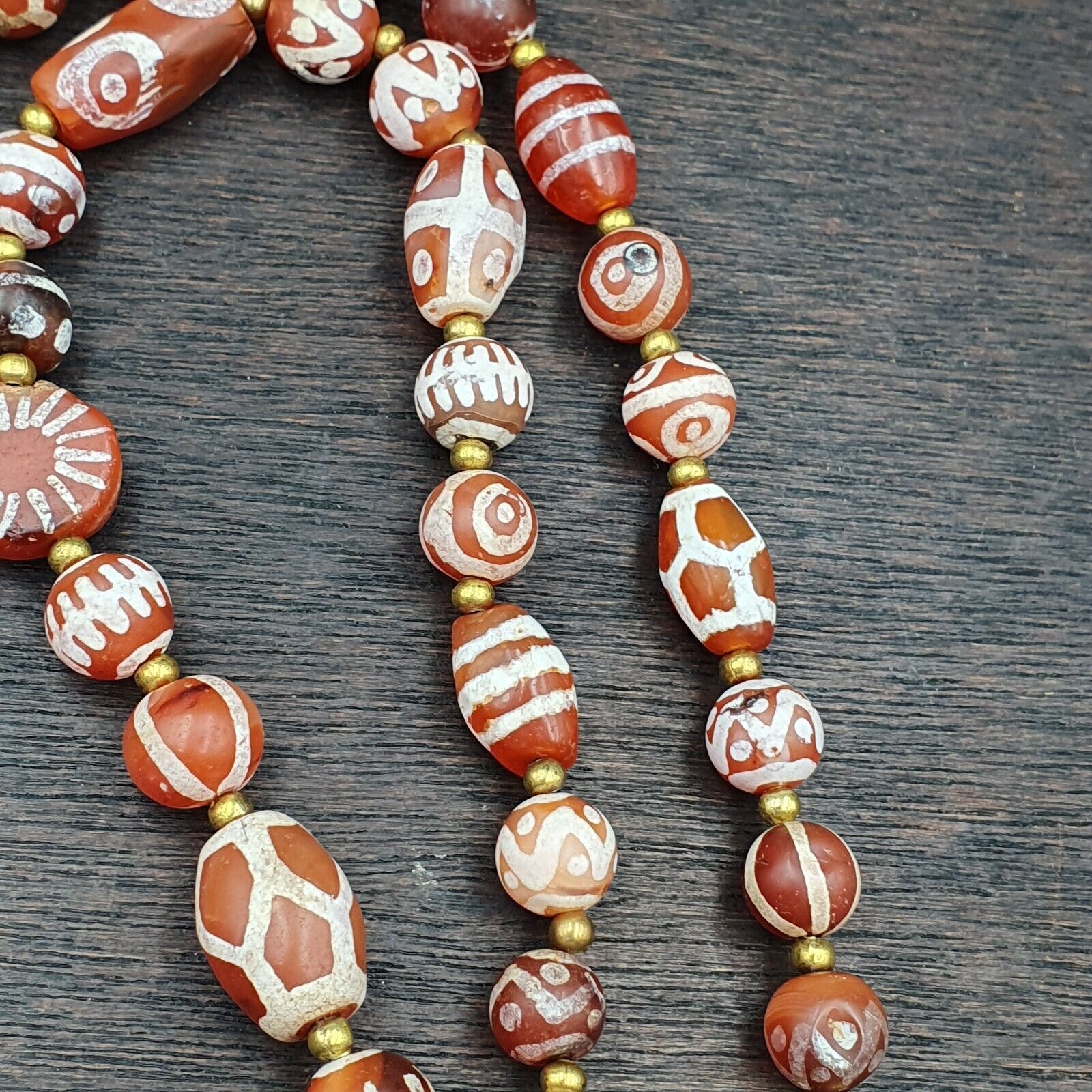 Rare collection Antique Tibetan Central Asian Etched Agate beads Necklace