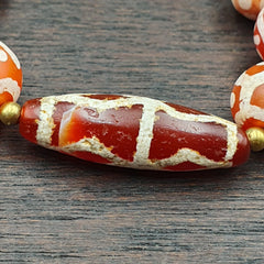 Antique HIMALAYAN Indo Tibetan Central Asian Etched Agate beads Necklace 6ED-A-